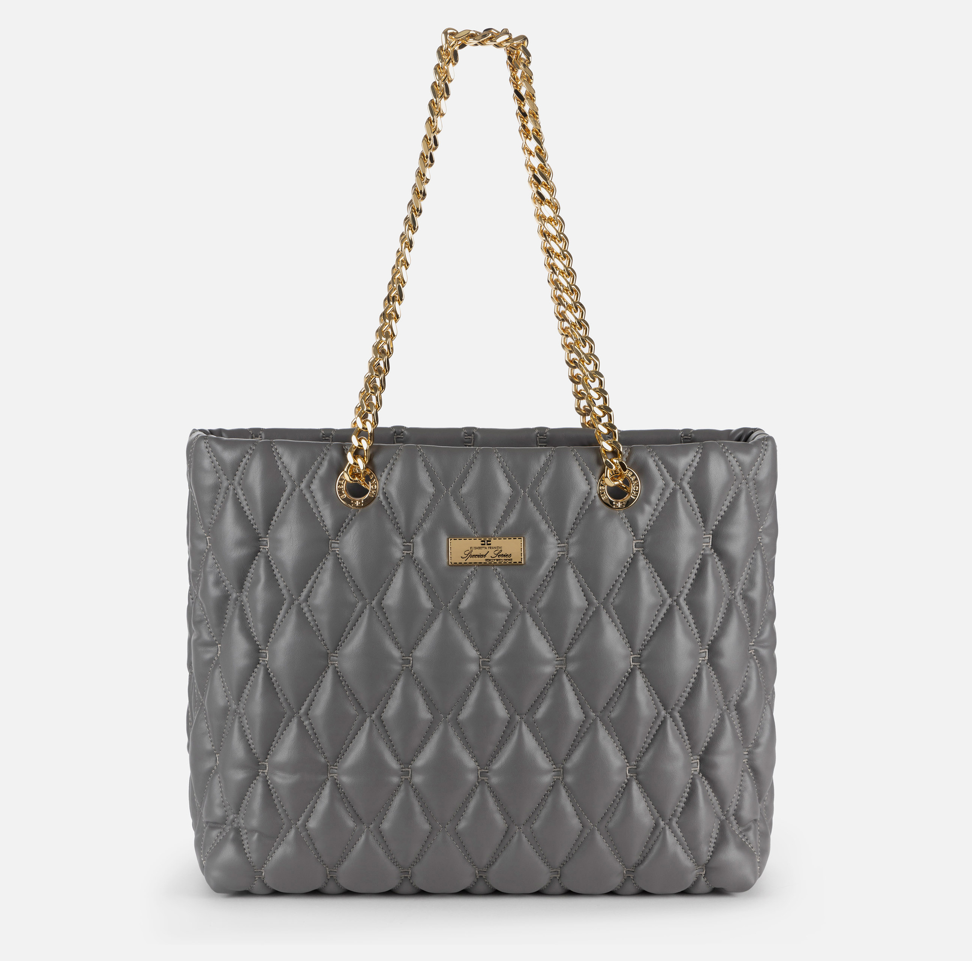 Sac shopper en tissu gaufré avec poignées en chaîne | Elisabetta Franchi® Outlet