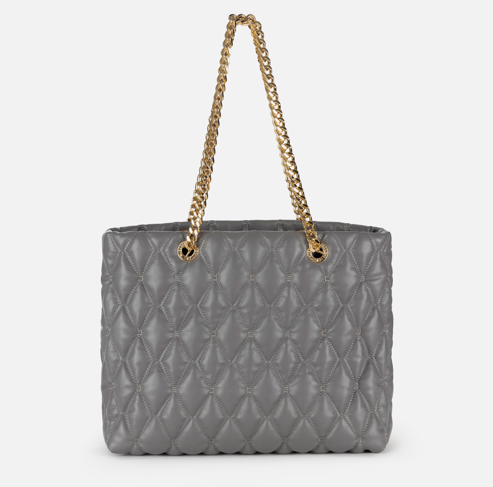 Shopper bag in embossed fabric with chain handles | Elisabetta Franchi® Outlet