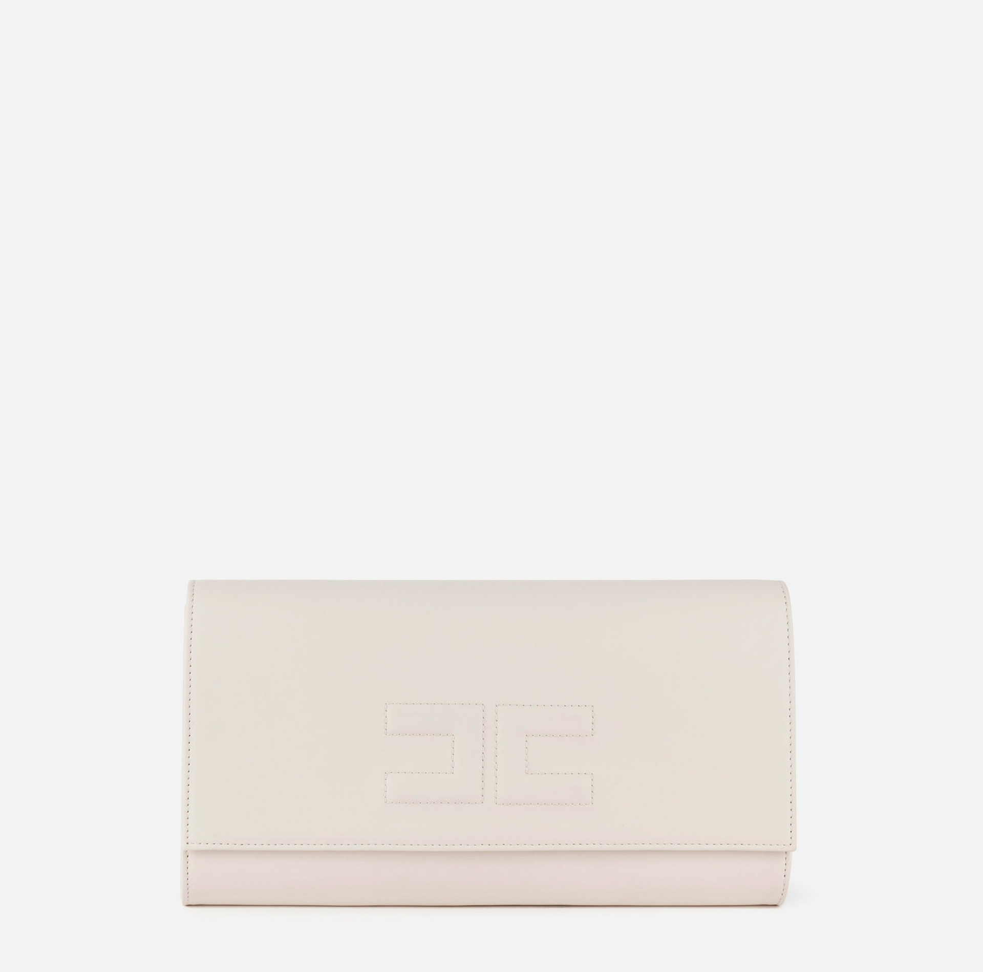 Nappa leather baguette clutch bag with embossed logo | Elisabetta Franchi® Outlet