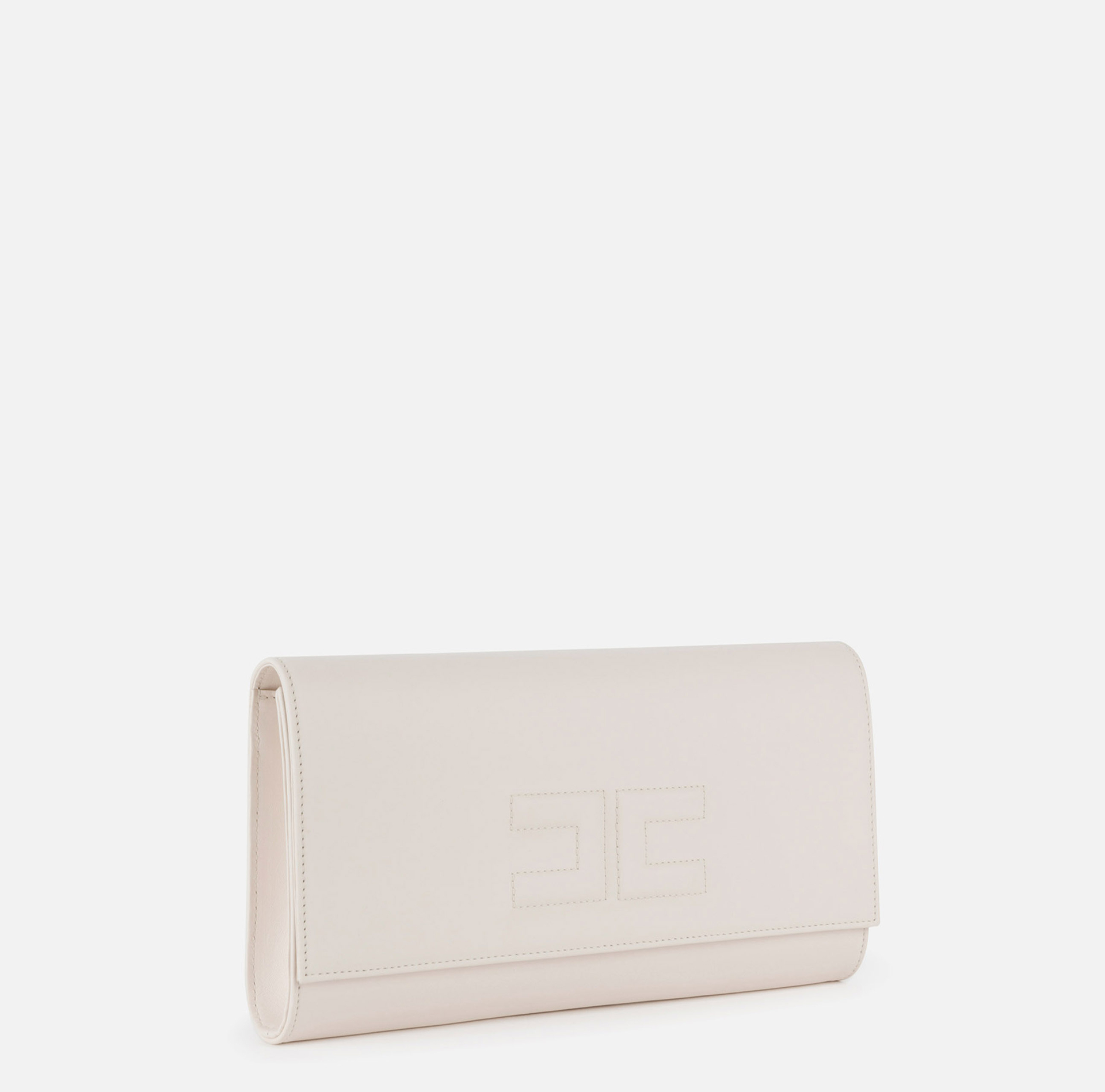 Nappa leather baguette clutch bag with embossed logo | Elisabetta Franchi® Outlet