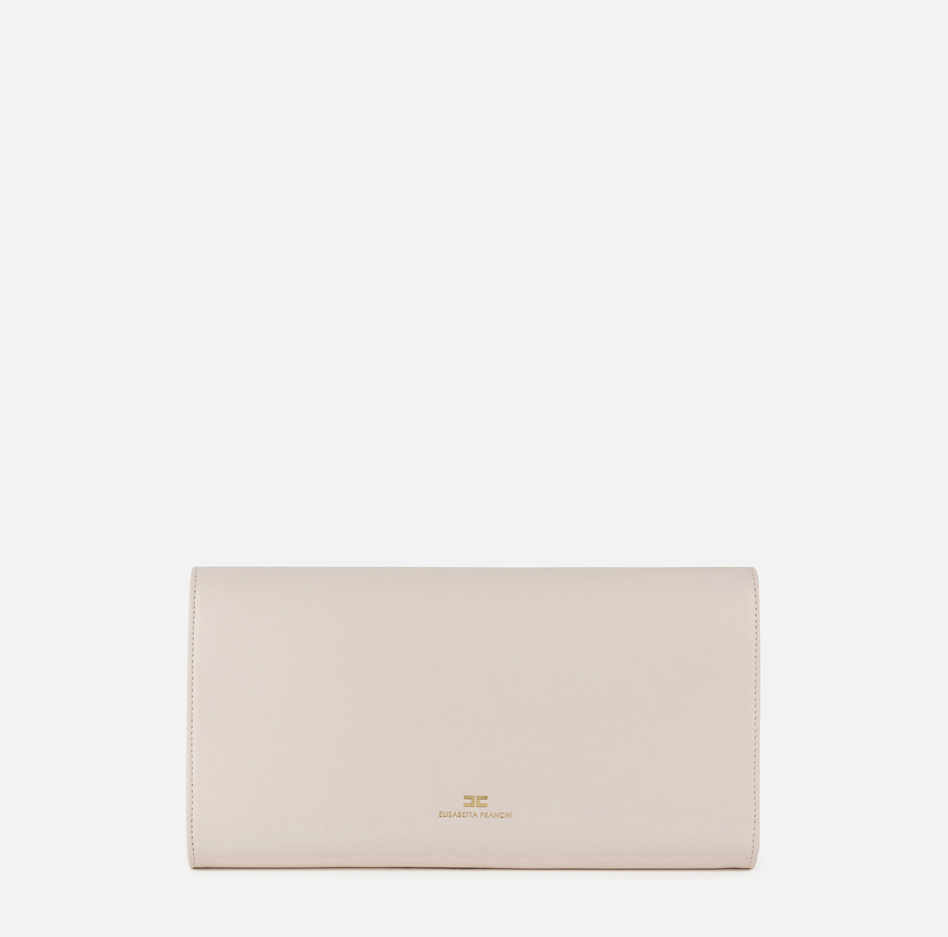 Nappa leather baguette clutch bag with embossed logo | Elisabetta Franchi® Outlet