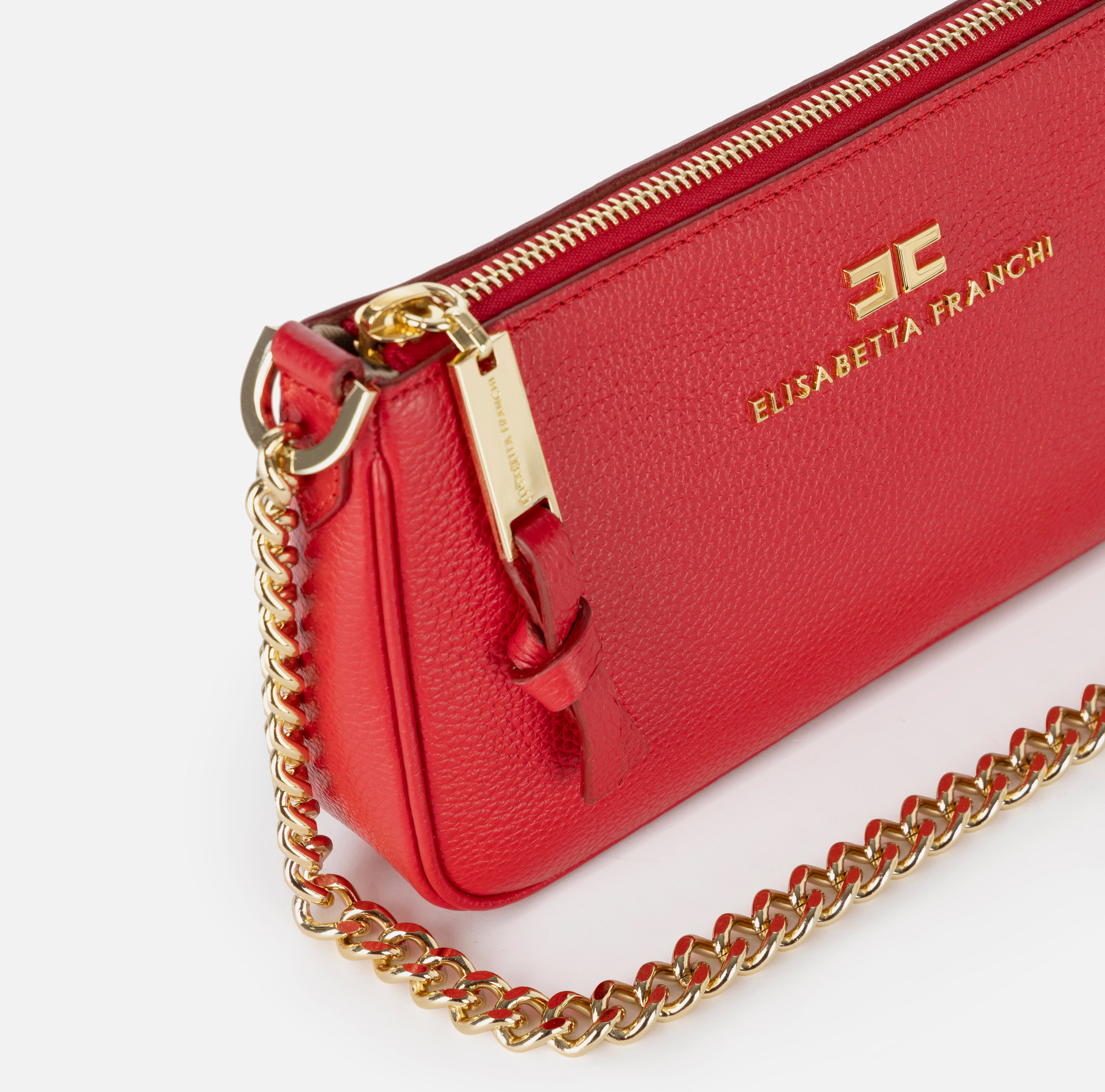 Miniborsa a tracolla in pelle con lettering | Elisabetta Franchi® Outlet
