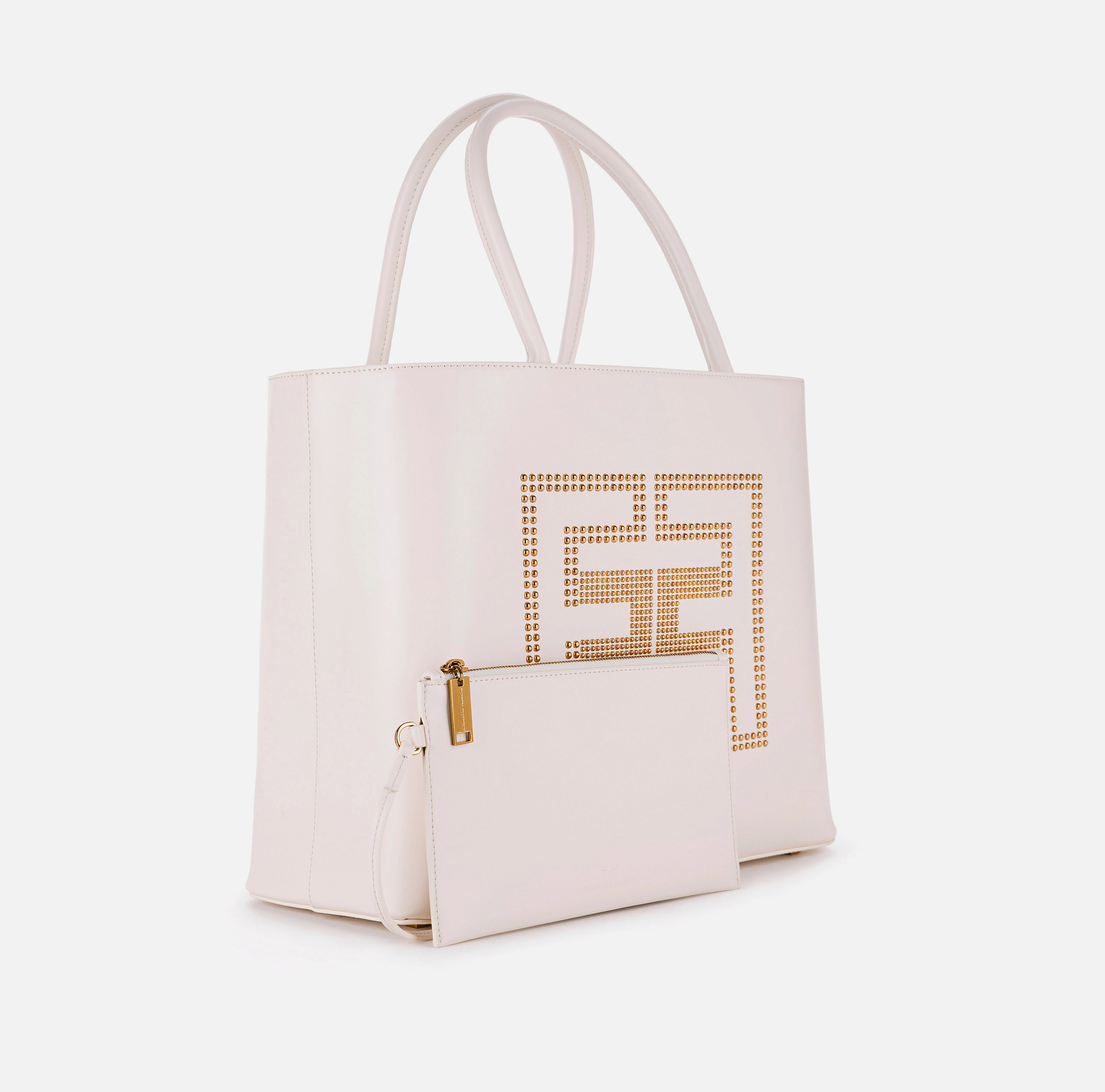 Shopper bag with studded logo - Elisabetta Franchi® Outlet