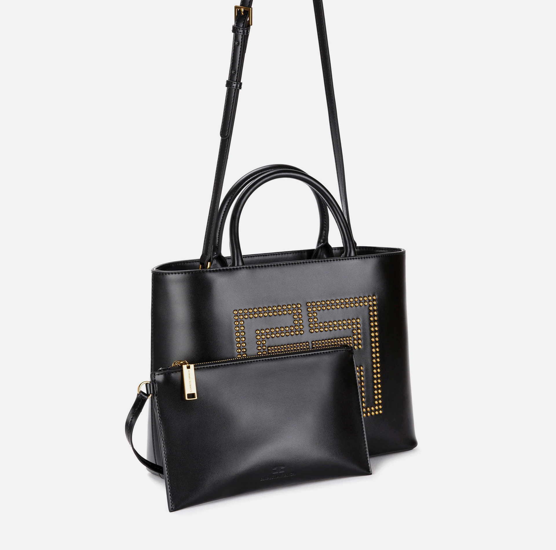 Shopper bag with studded logo - Elisabetta Franchi® Outlet