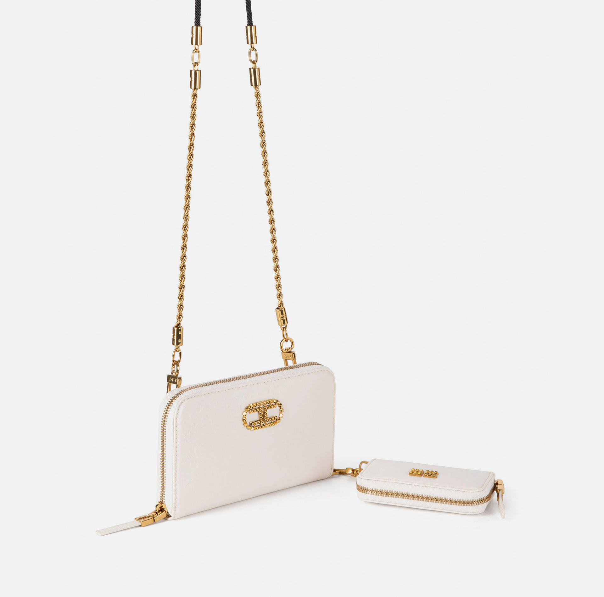 Kleine Umhängetasche mit abnehmbarer Geldbörse Deep Night - Elisabetta Franchi® Outlet