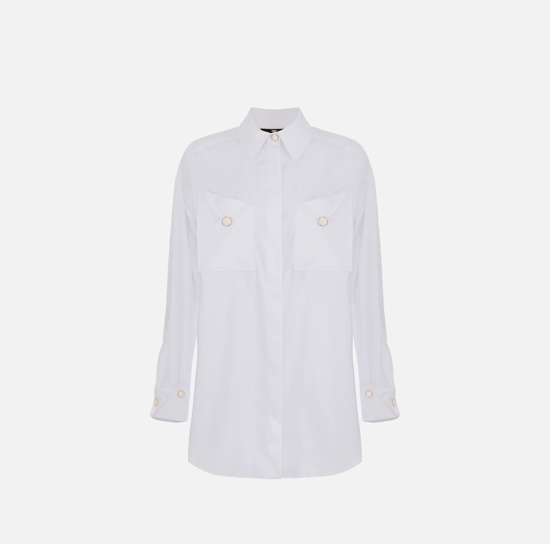 Camicia in popeline di cotone con tasche | Elisabetta Franchi® Outlet