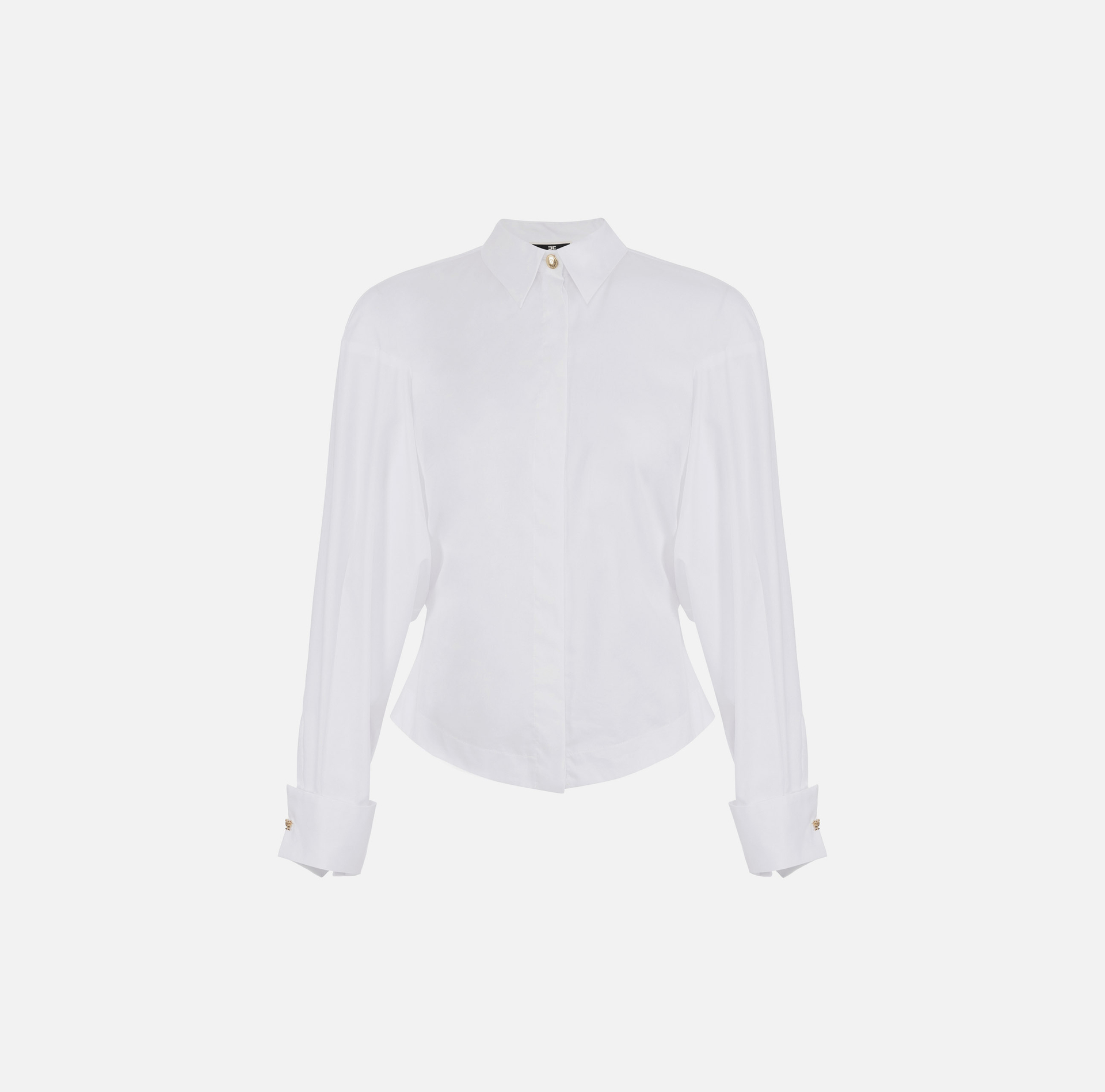 Chemise en popeline de coton avec fronce | Elisabetta Franchi® Outlet
