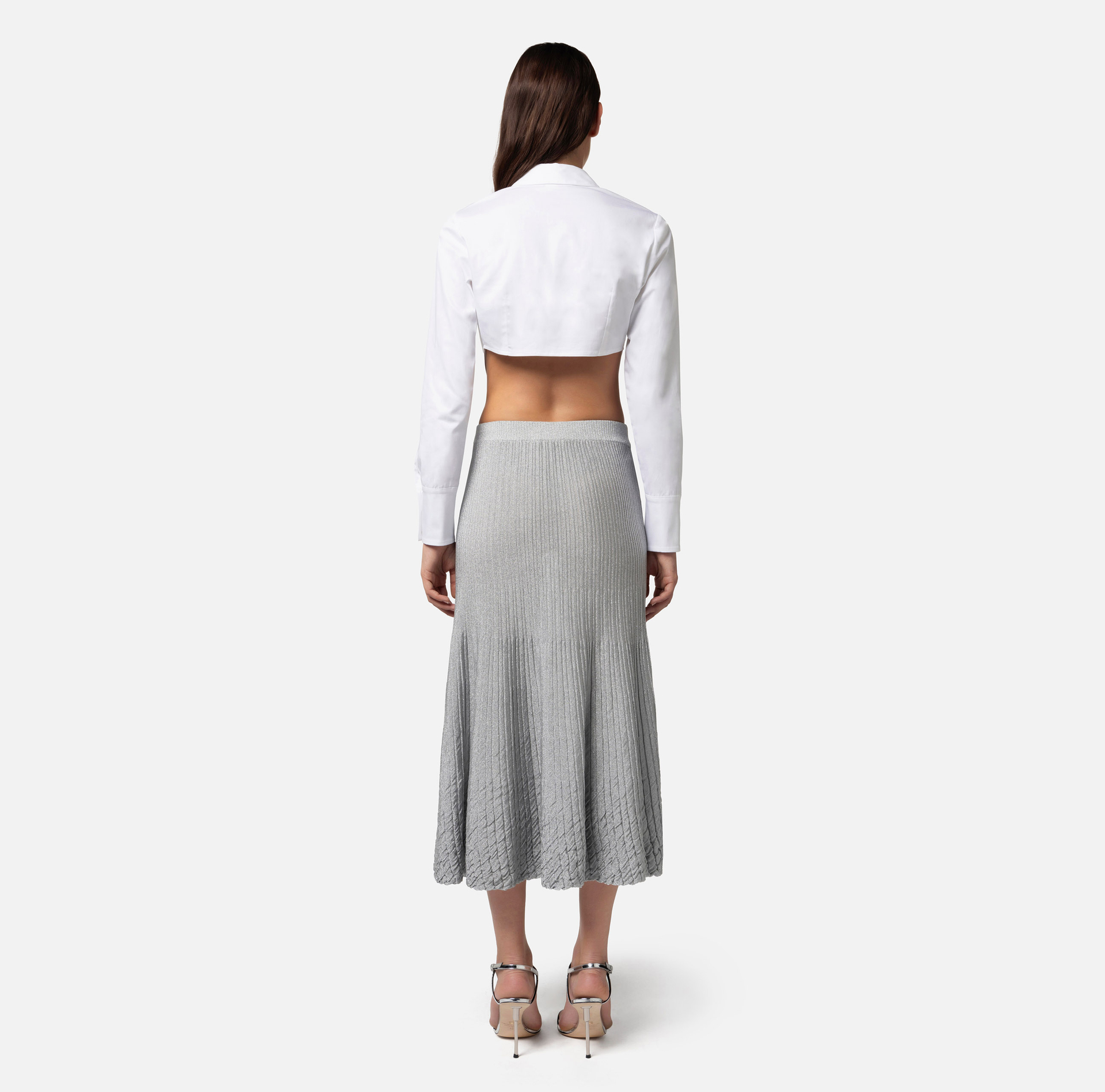 Cropped cotton poplin shirt - Elisabetta Franchi® Outlet