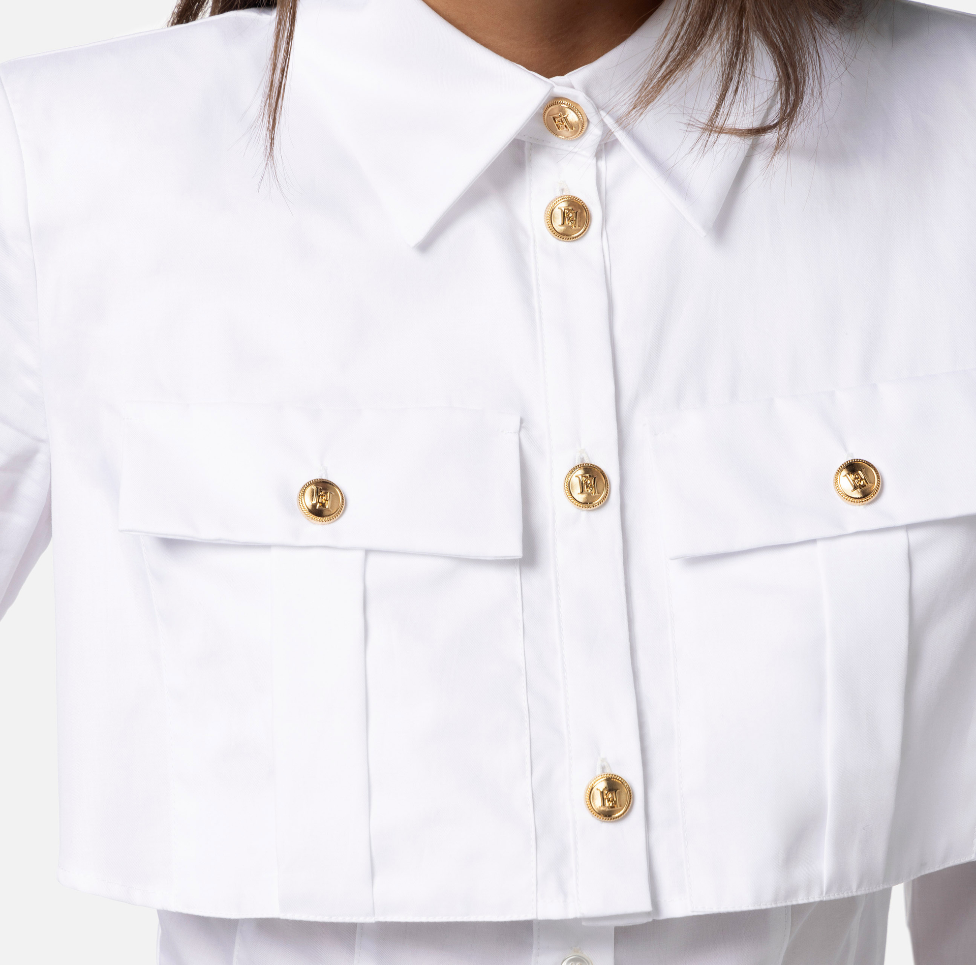 Chemise doublée en popeline de coton - Elisabetta Franchi® Outlet