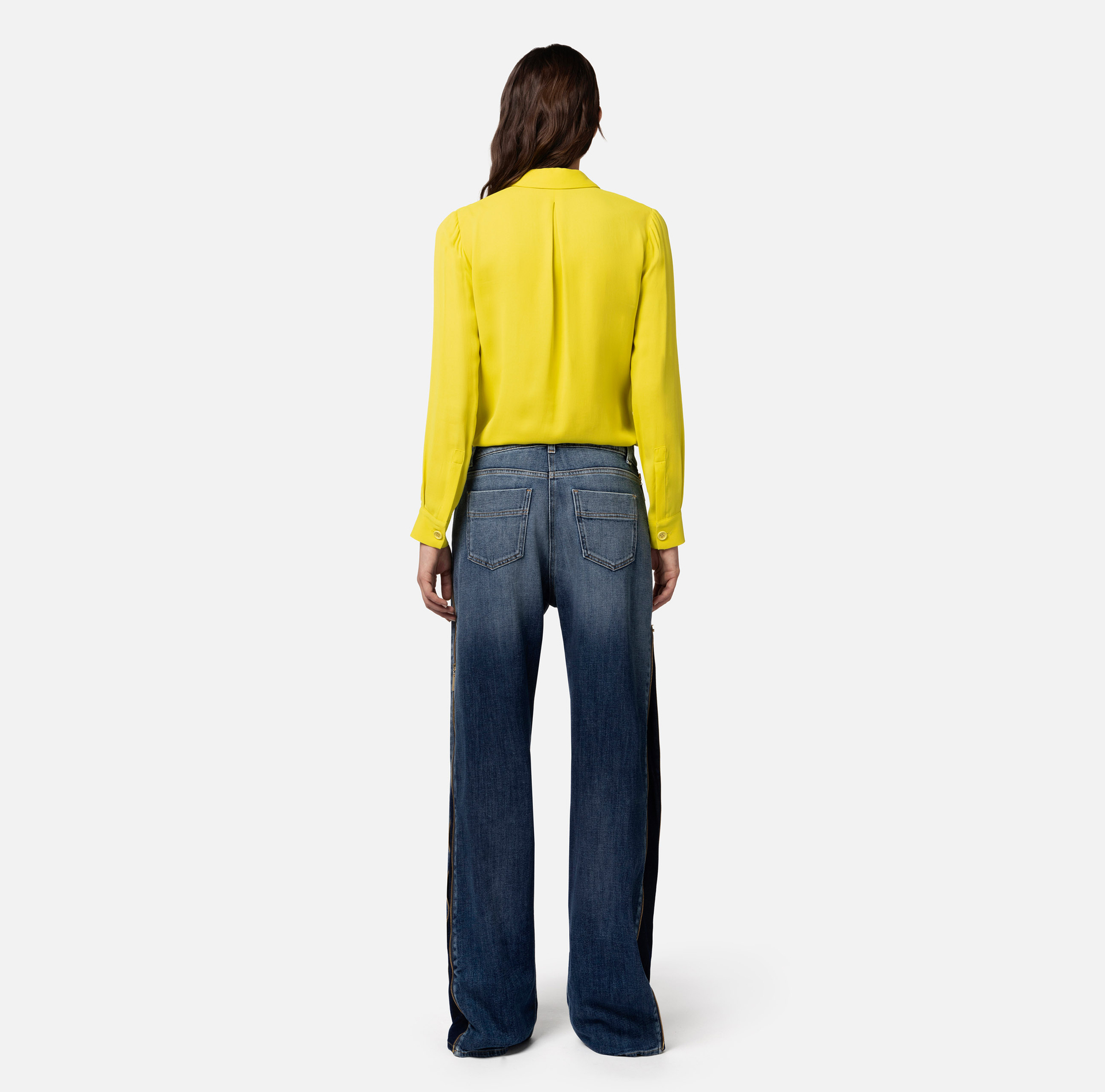 Hemdbluse aus Viskose-Georgette mit Body-Kette - Elisabetta Franchi® Outlet