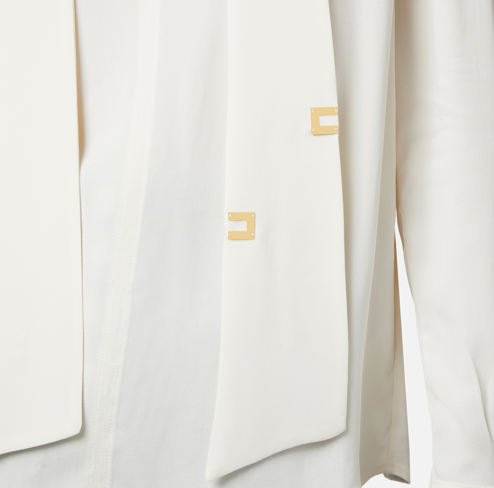 Blouse in viscose georgette fabric with lettering foulard scarf - Elisabetta Franchi® Outlet