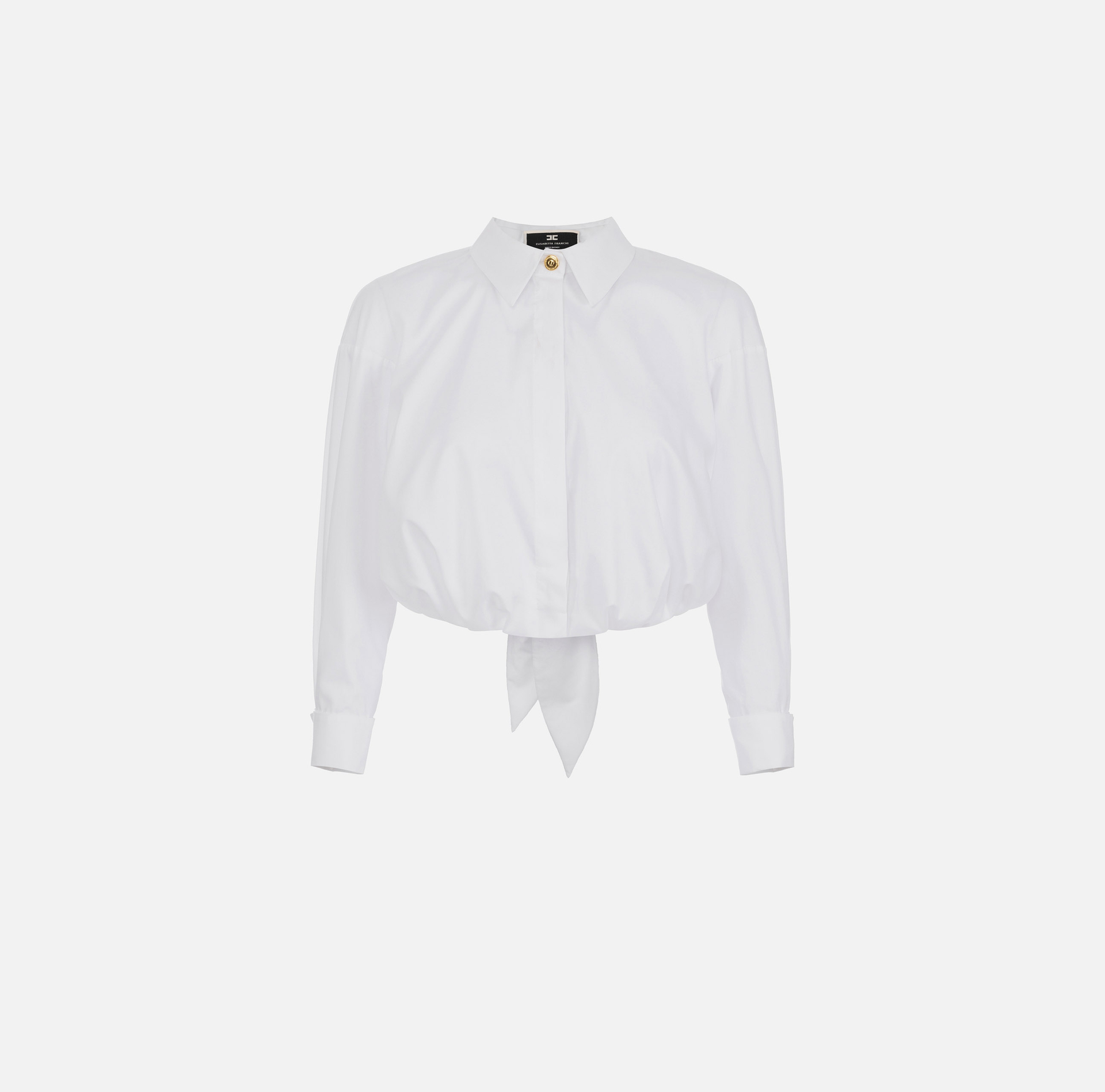 Cropped cotton poplin shirt | Elisabetta Franchi® Outlet