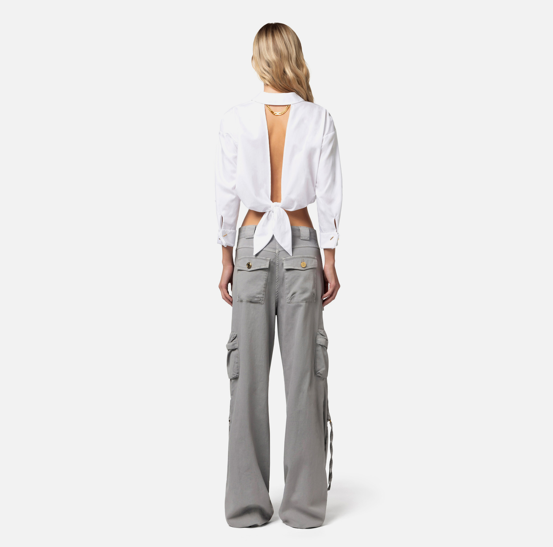 Chemise courte en popeline de coton - Elisabetta Franchi® Outlet