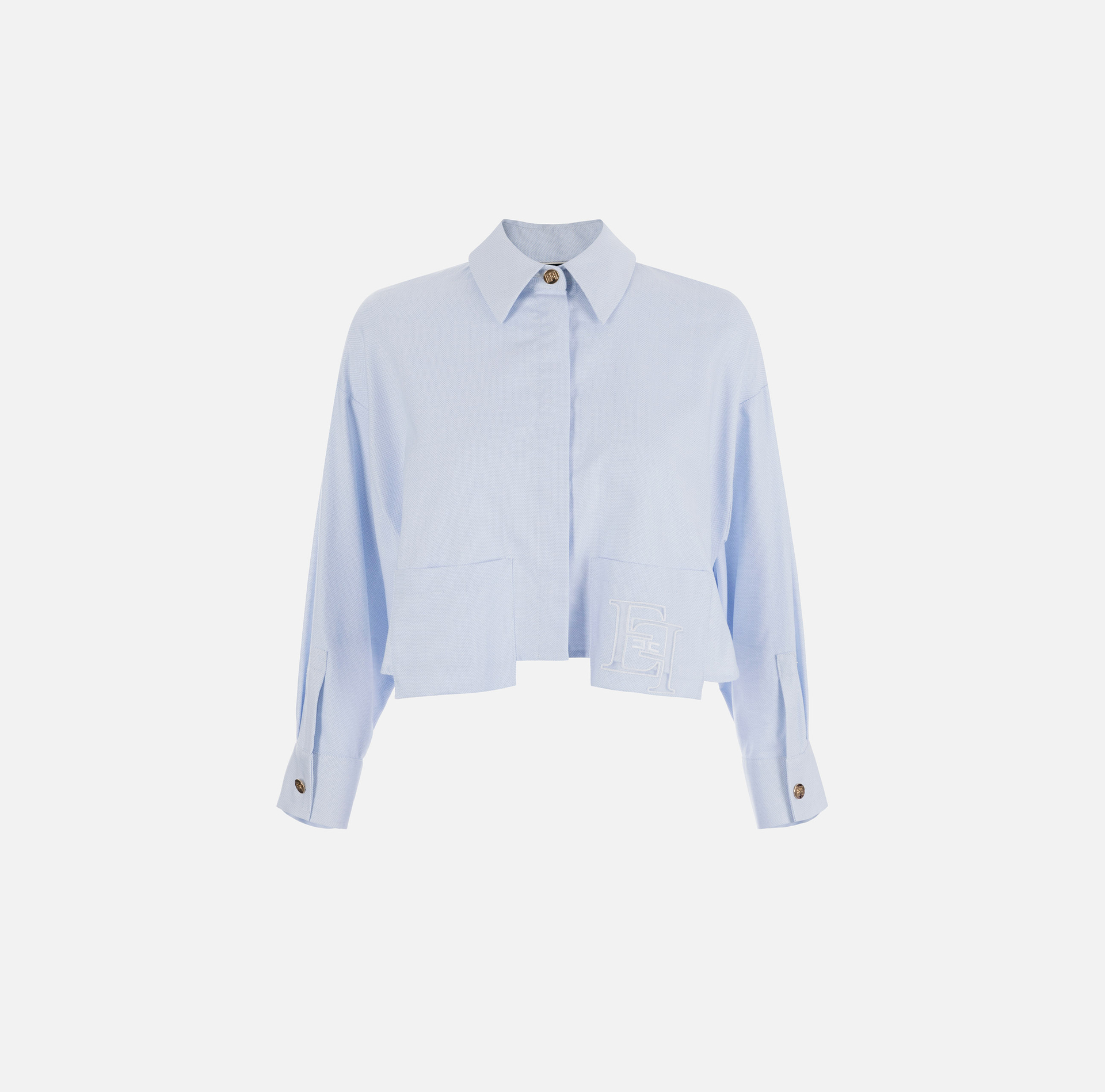Cropped cotton poplin shirt - Elisabetta Franchi® Outlet