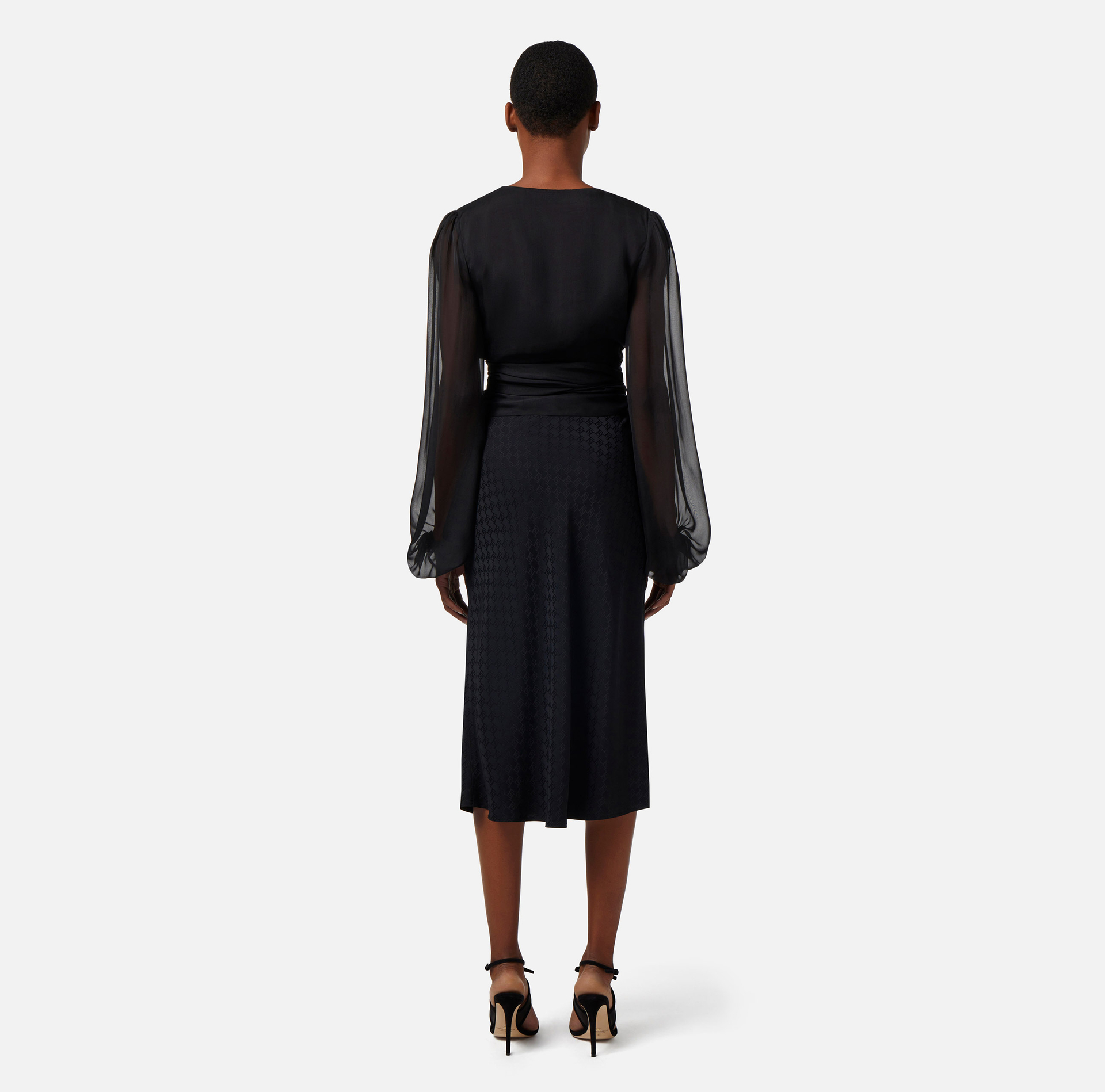Silk voile blouse with sash belt - Elisabetta Franchi® Outlet