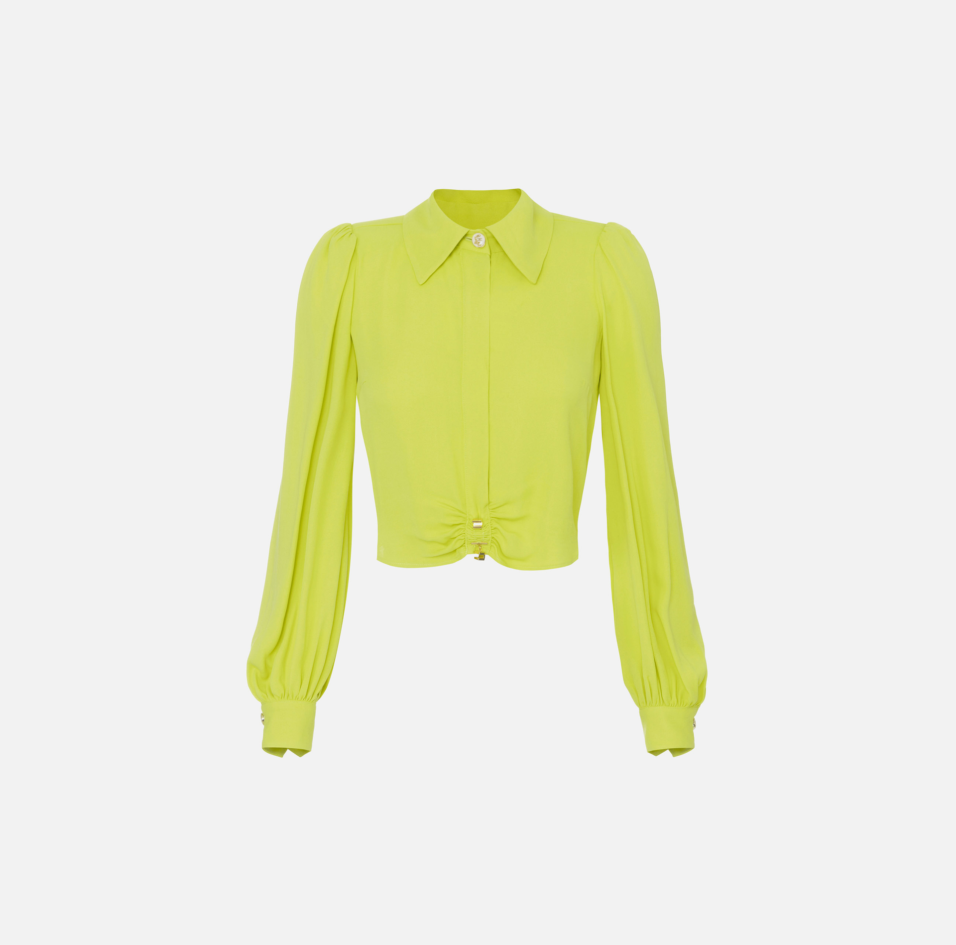 Camicia cropped in georgette di viscosa con arriccio - Elisabetta Franchi® Outlet