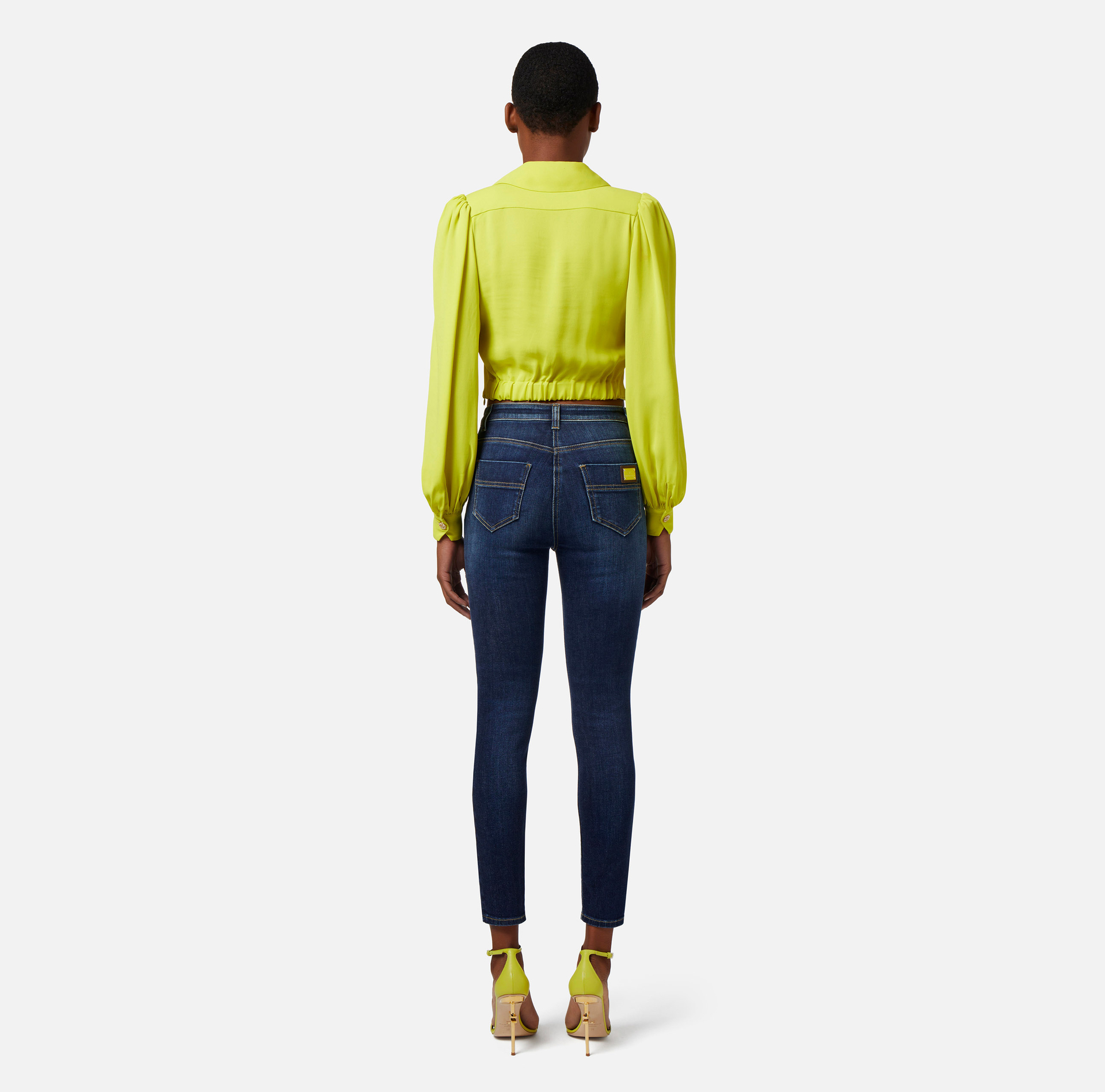 Camicia cropped in georgette di viscosa con arriccio - Elisabetta Franchi® Outlet