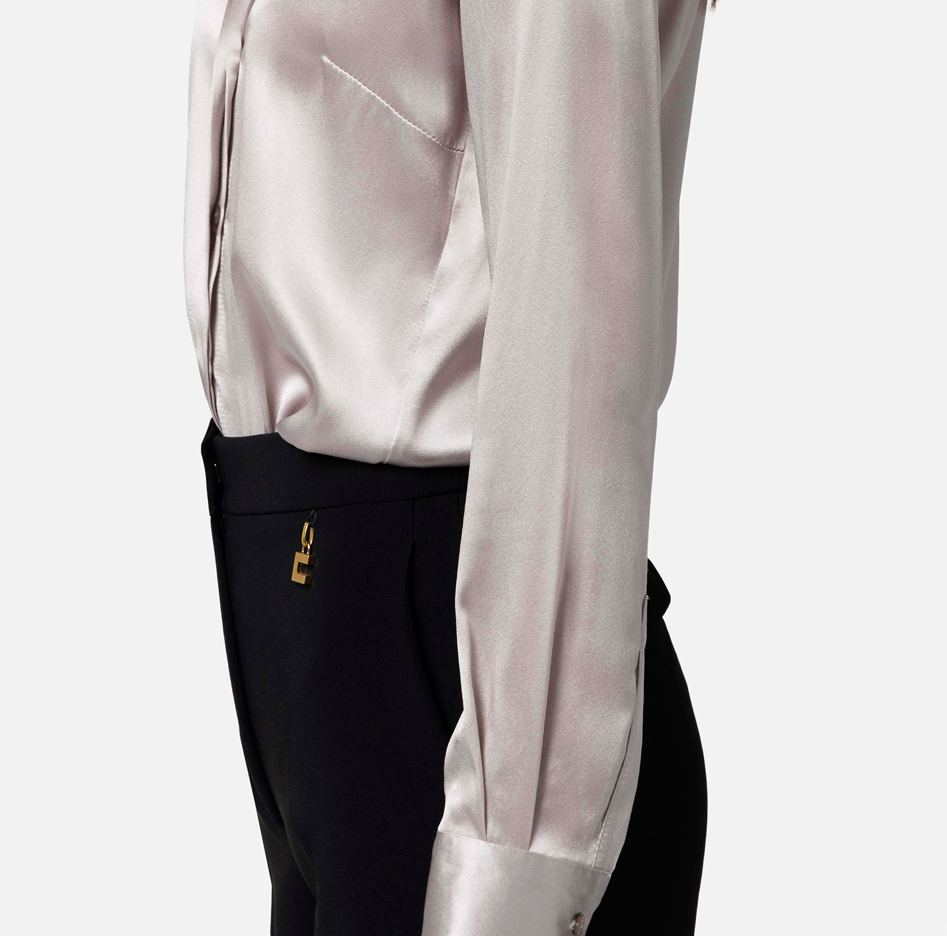 Camisa recta de raso de seda | Elisabetta Franchi® Outlet