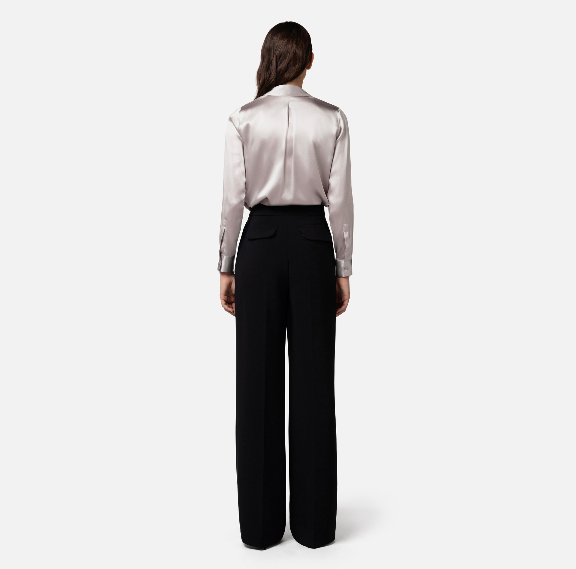 Camisa recta de raso de seda | Elisabetta Franchi® Outlet