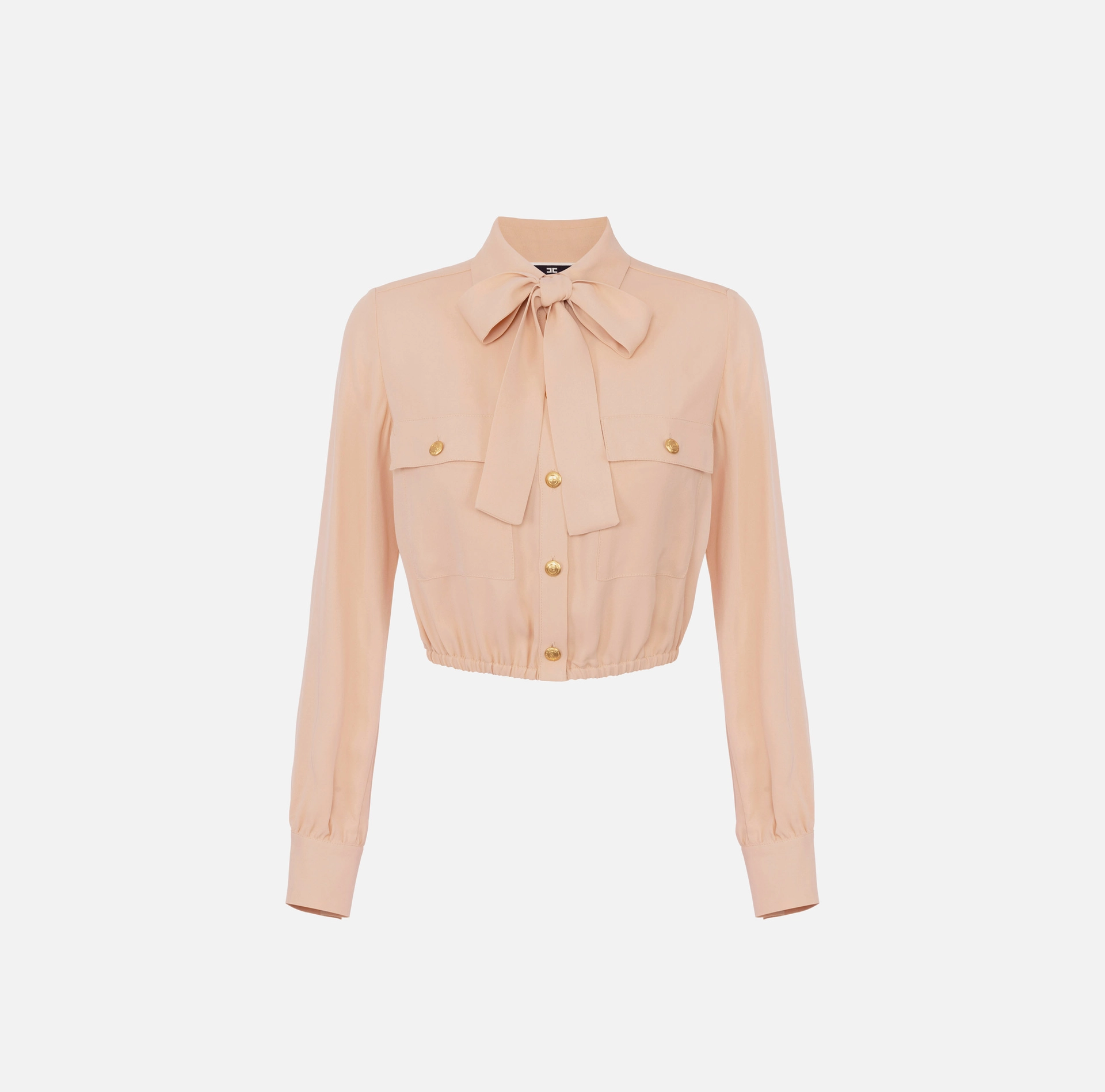 Cropped-Hemdbluse aus Georgette mit Tuch | Elisabetta Franchi® Outlet