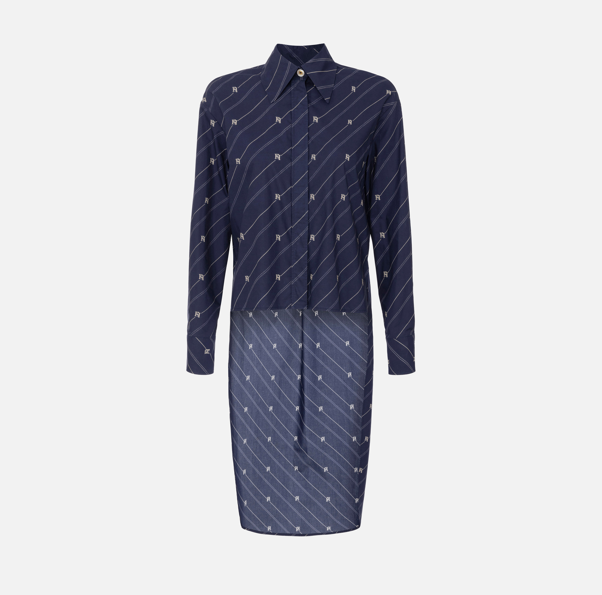Chemise en popeline imprimée avec fond asymétrique | Elisabetta Franchi® Outlet