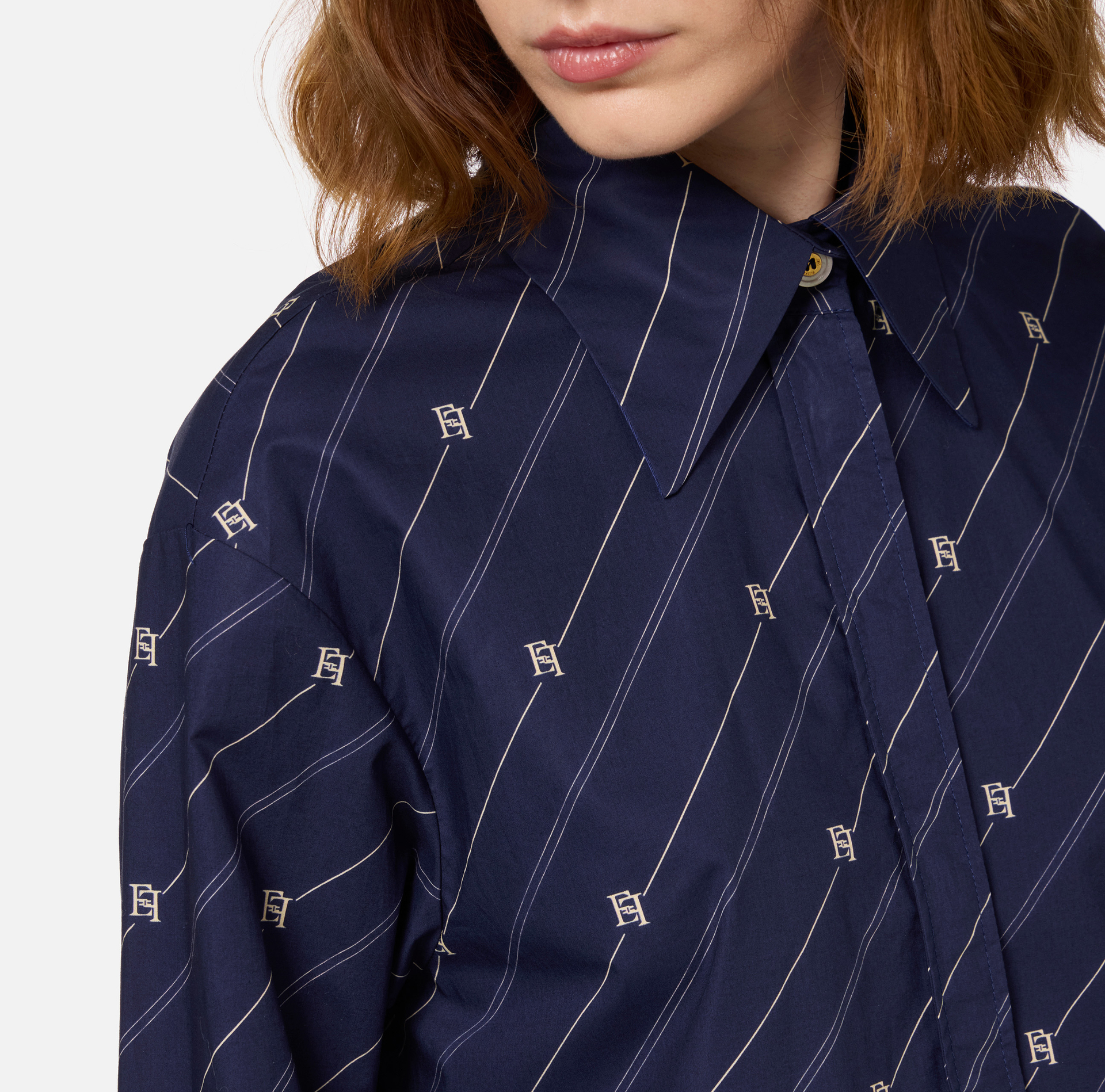 Chemise en popeline imprimée avec fond asymétrique | Elisabetta Franchi® Outlet