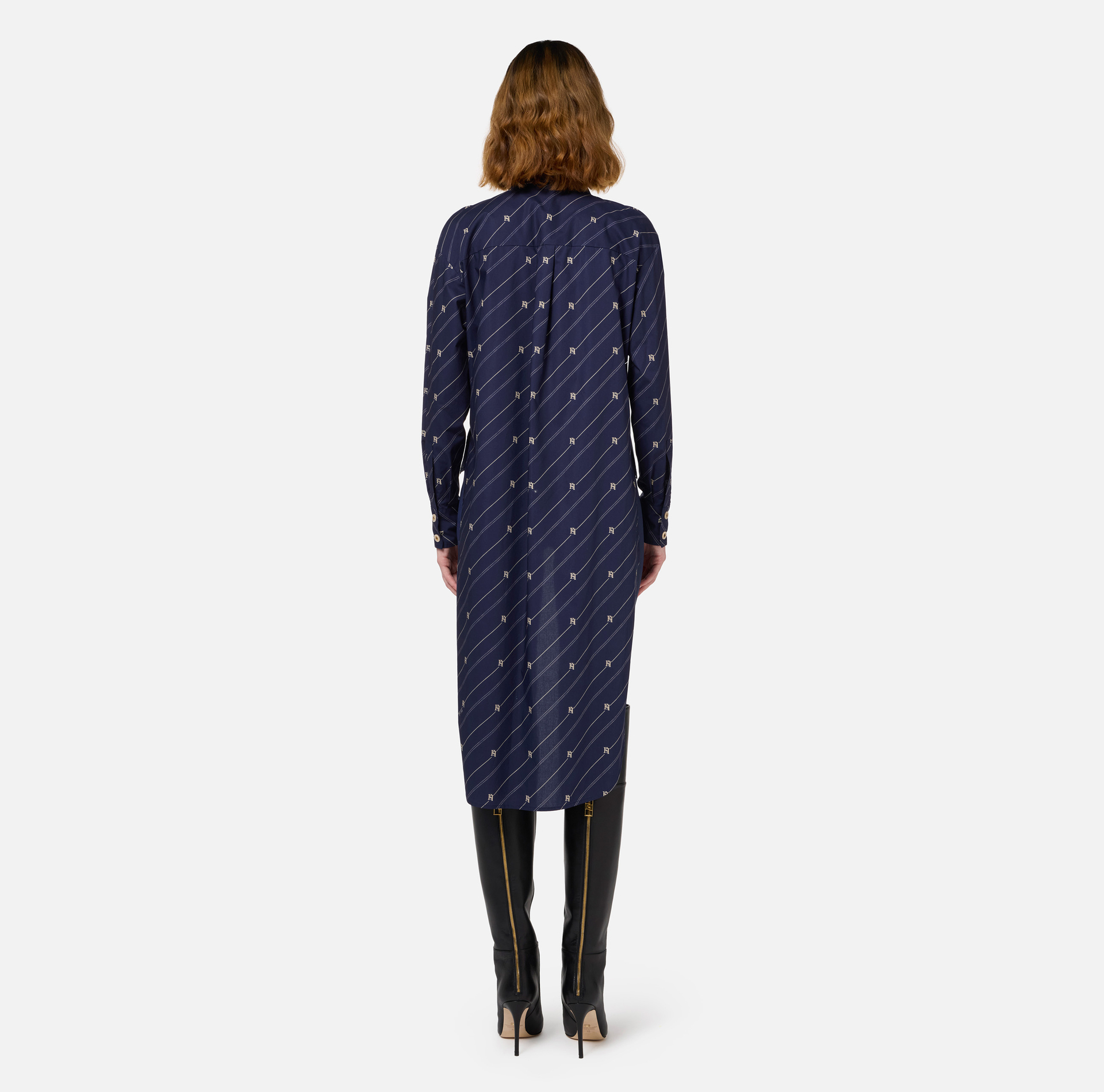 Chemise en popeline imprimée avec fond asymétrique | Elisabetta Franchi® Outlet