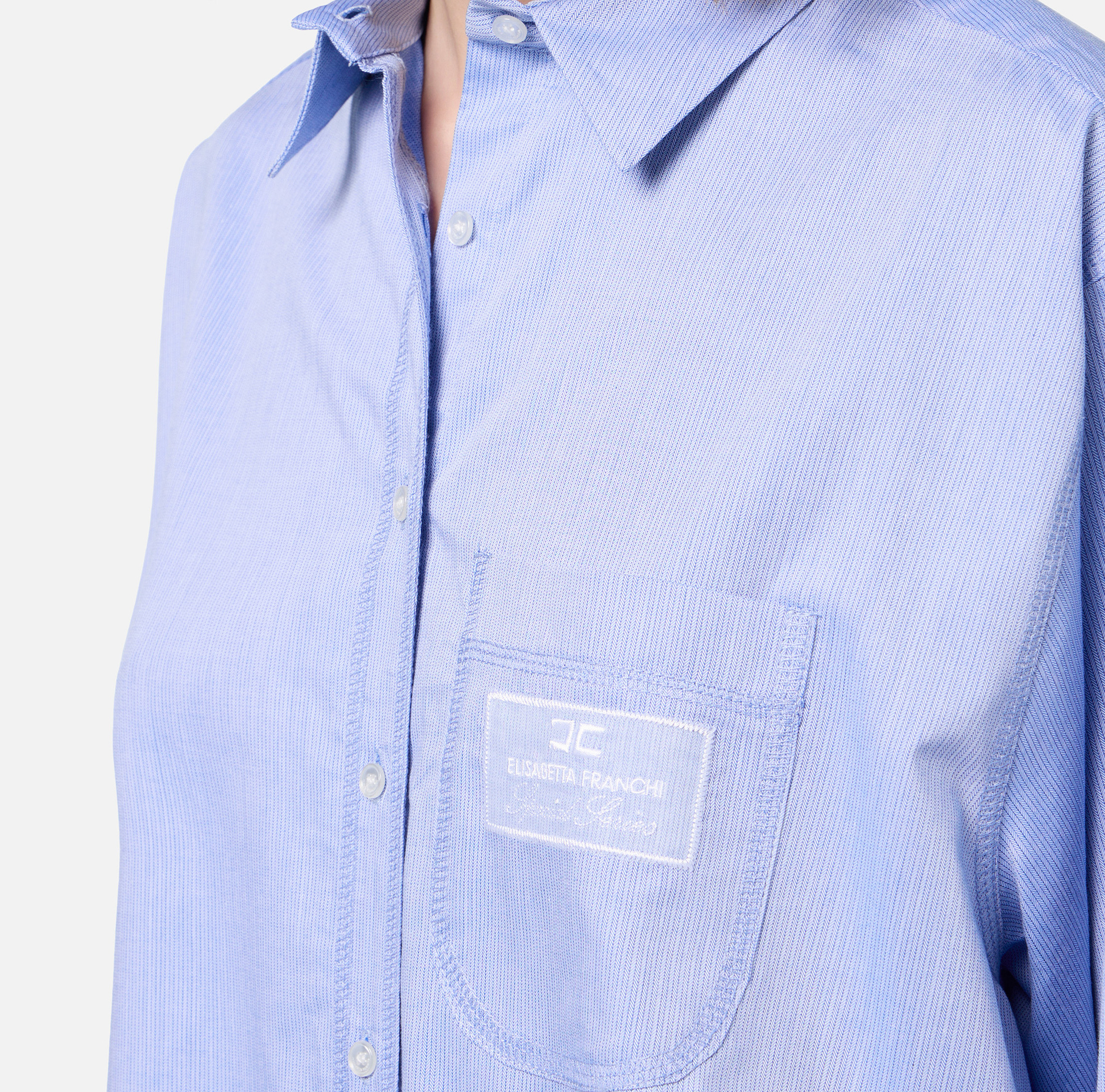 Poplin shirt with logo label | Elisabetta Franchi® Outlet
