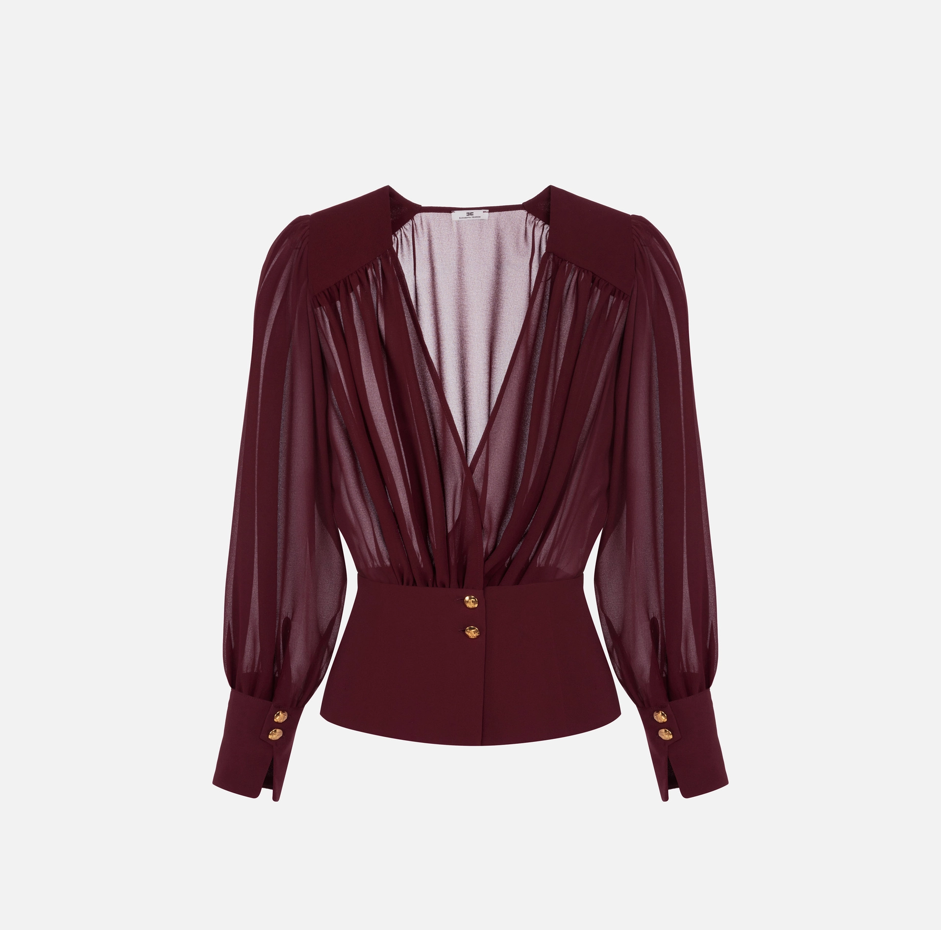 Bluse aus Georgette mit Schößchen | Elisabetta Franchi® Outlet