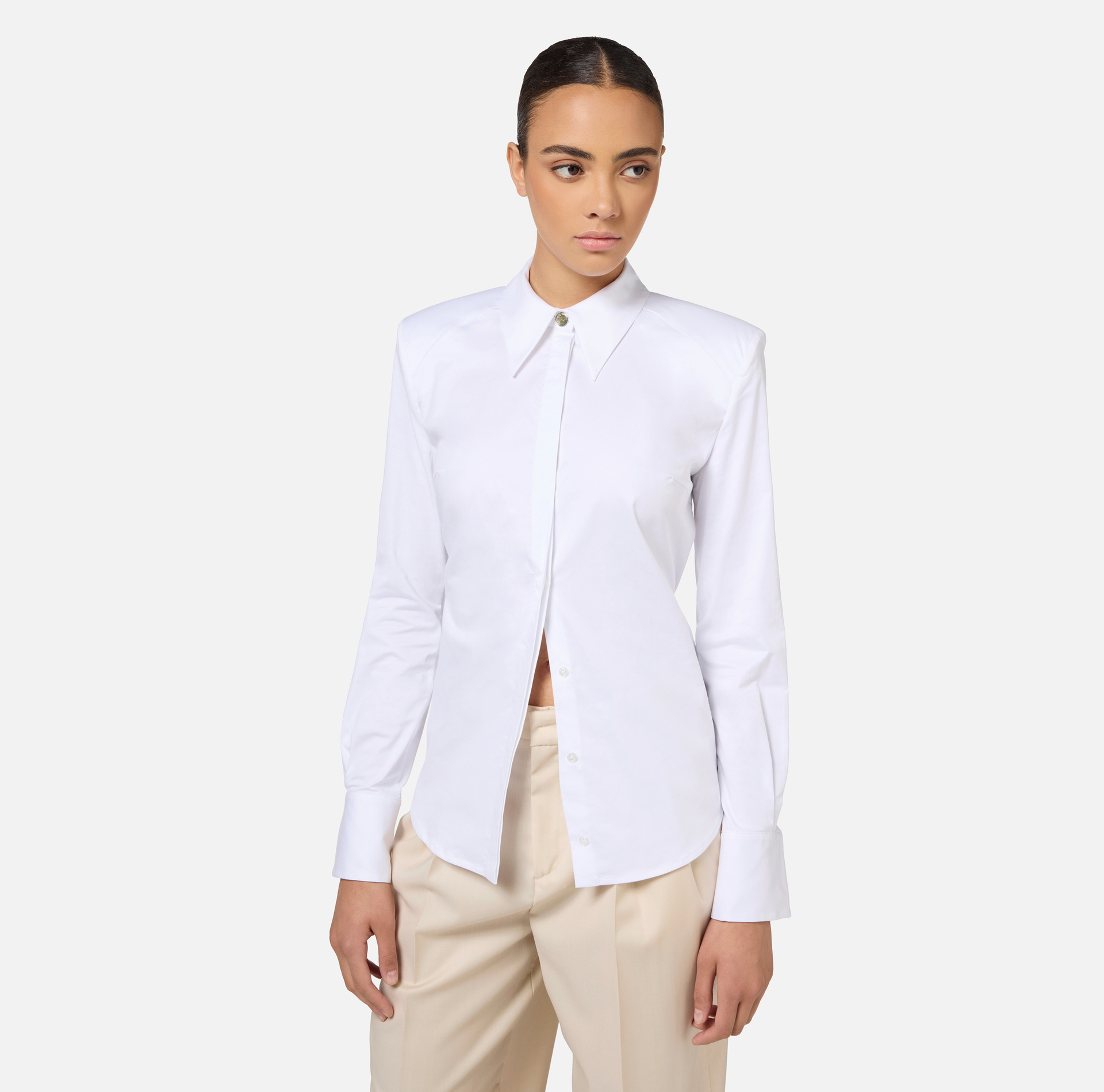 Camicia in popeline con spalle strutturate | Elisabetta Franchi® Outlet