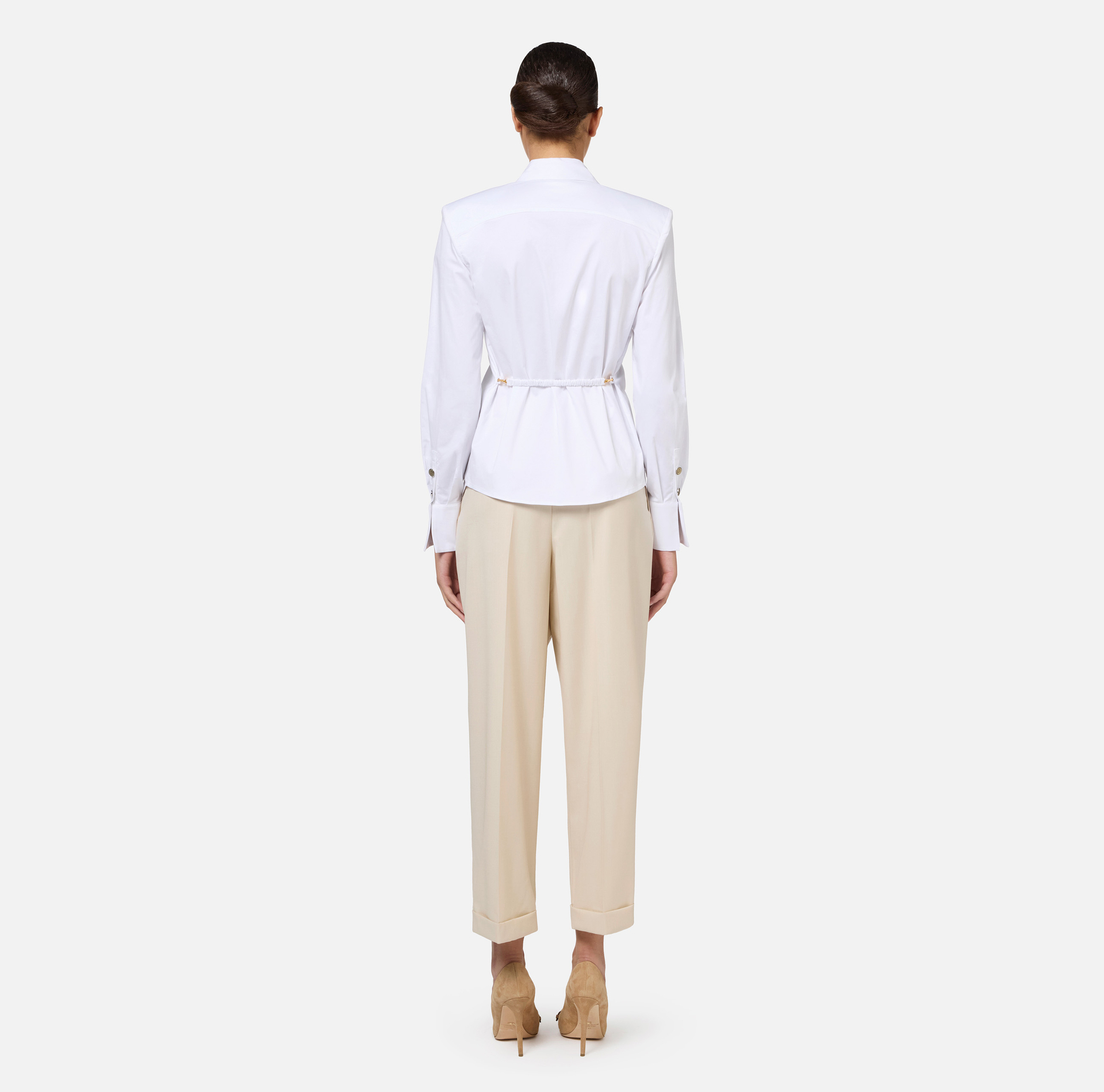 Camicia in popeline con spalle strutturate | Elisabetta Franchi® Outlet