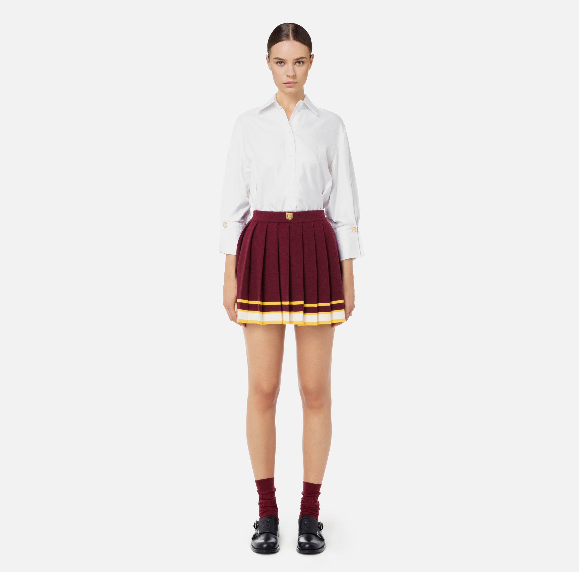 Chevron poplin shirt with darts | Elisabetta Franchi® Outlet