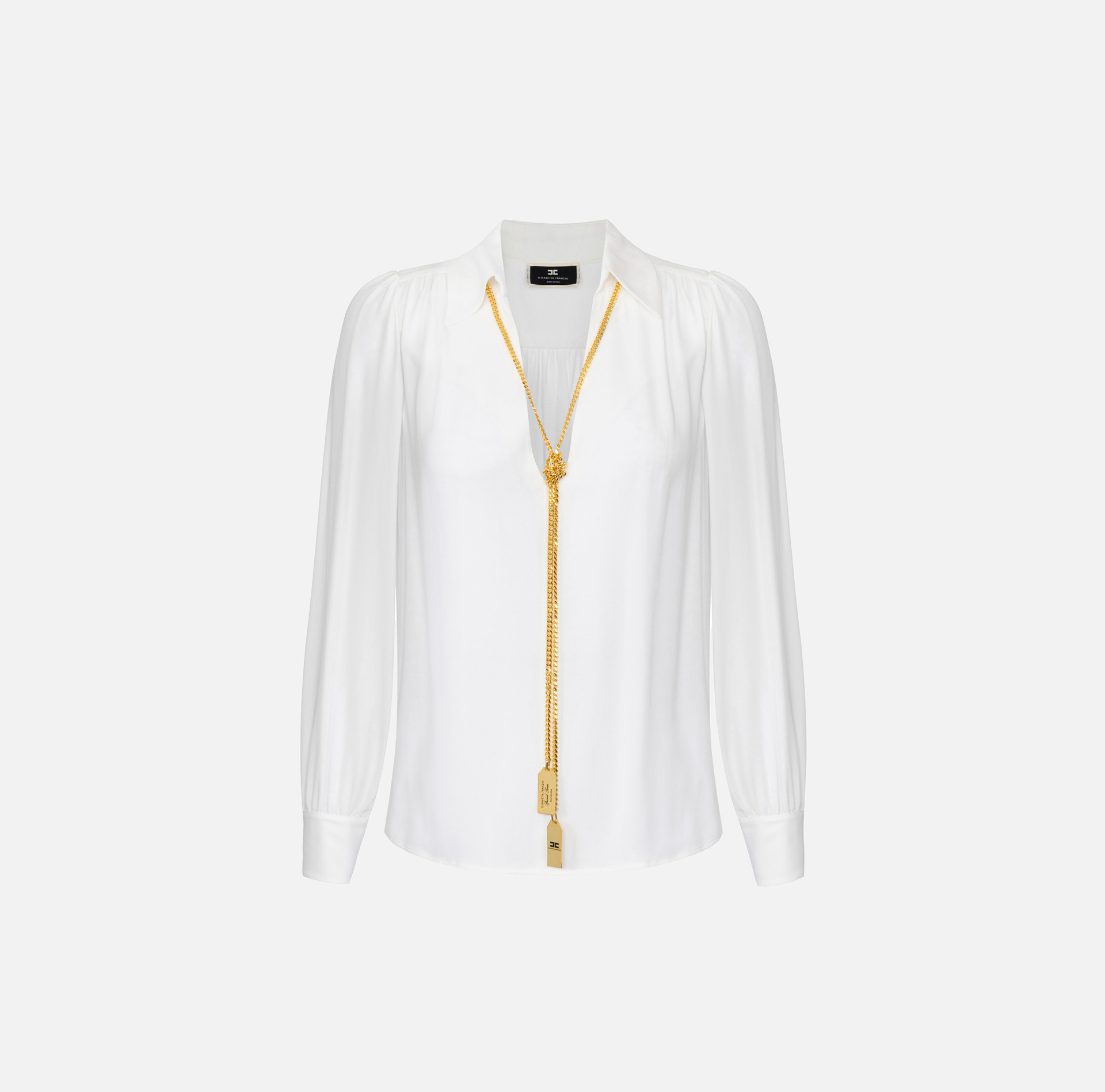 Georgette-Bluse mit Charm-Kette | Elisabetta Franchi® Outlet