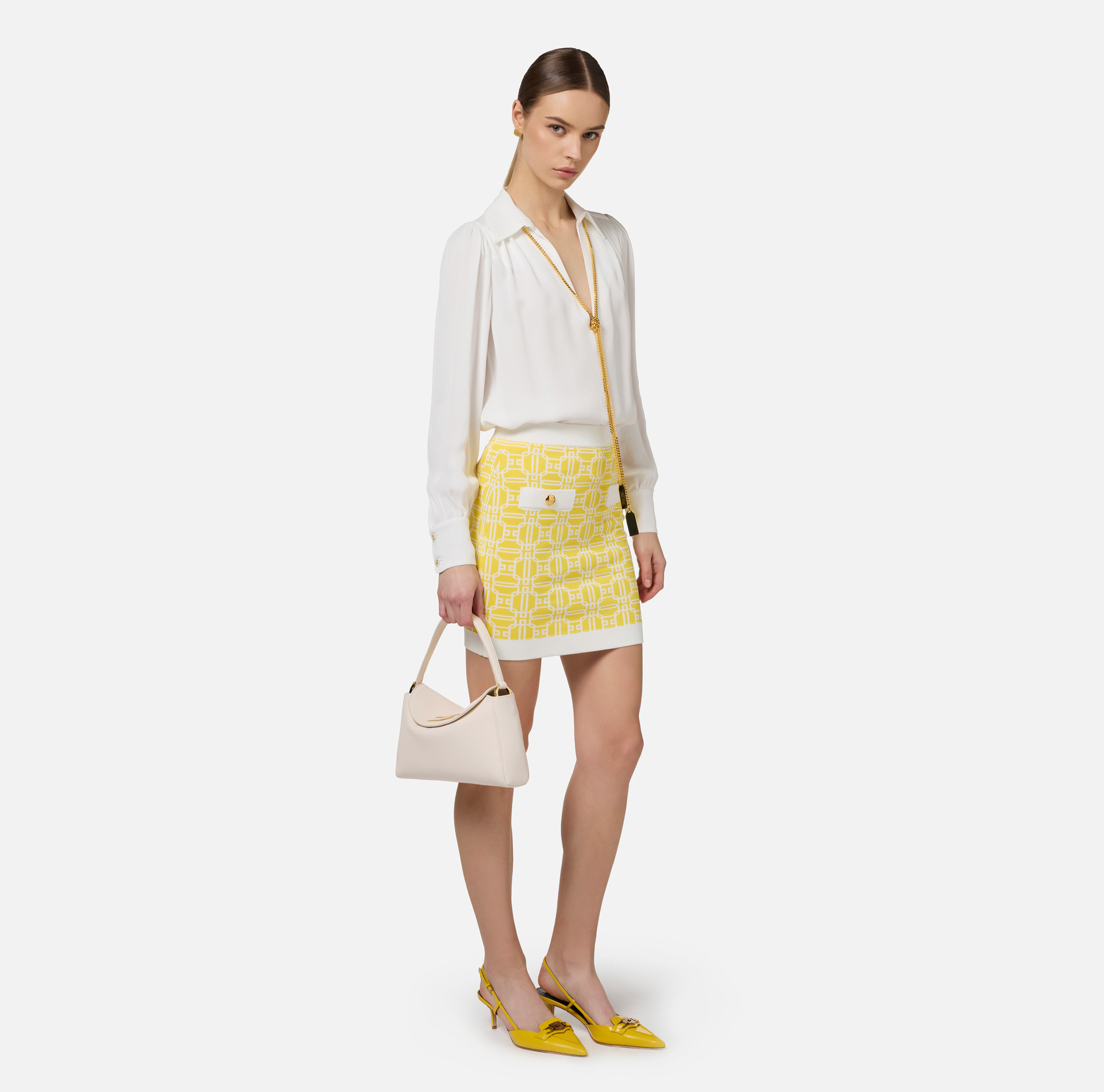 Georgette-Bluse mit Charm-Kette | Elisabetta Franchi® Outlet