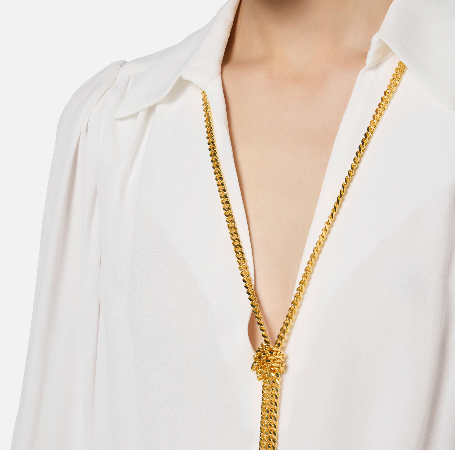 Blouse en georgette avec breloques collier | Elisabetta Franchi® Outlet