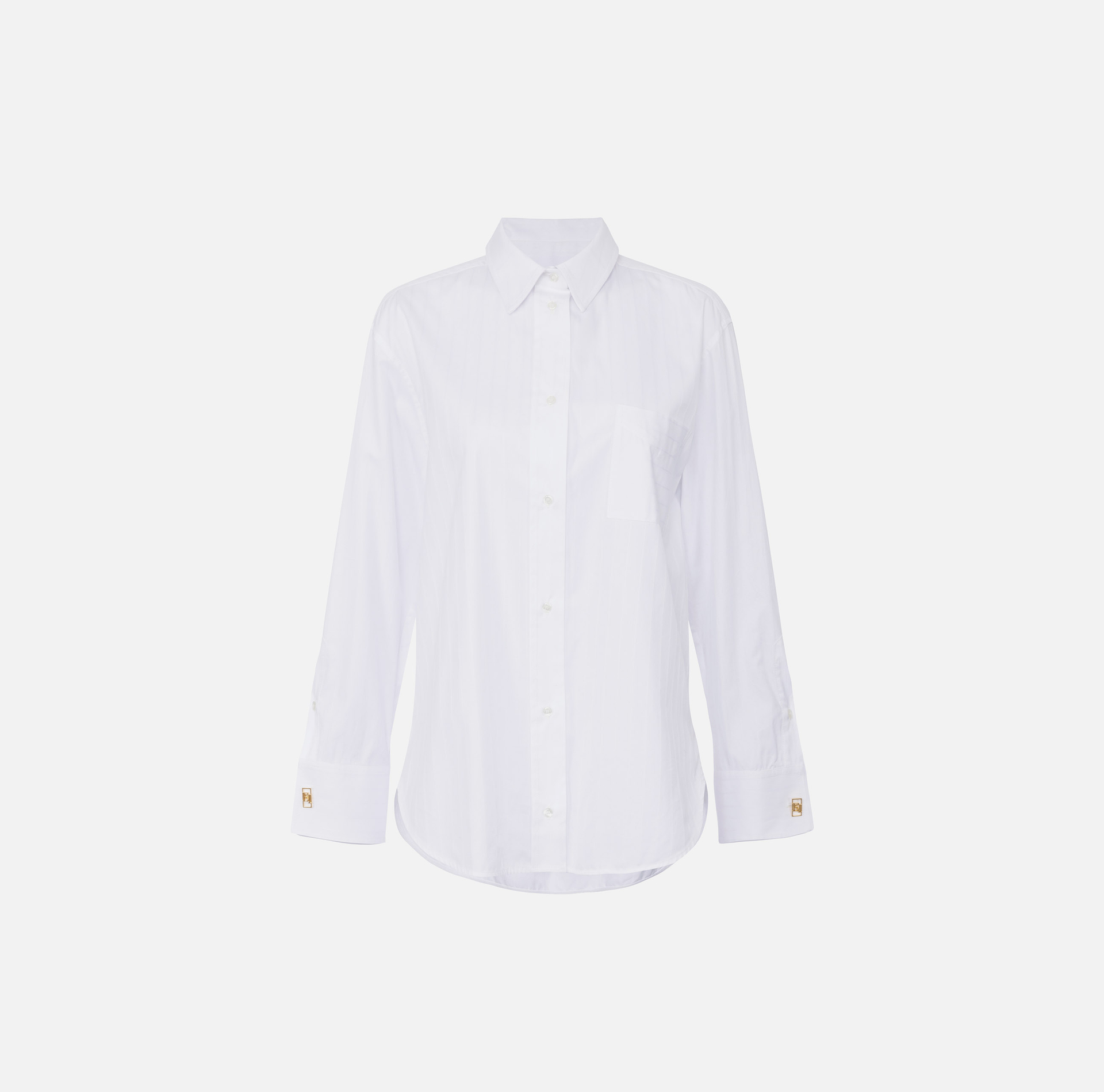 Striped jacquard poplin shirt with cufflinks | Elisabetta Franchi® Outlet