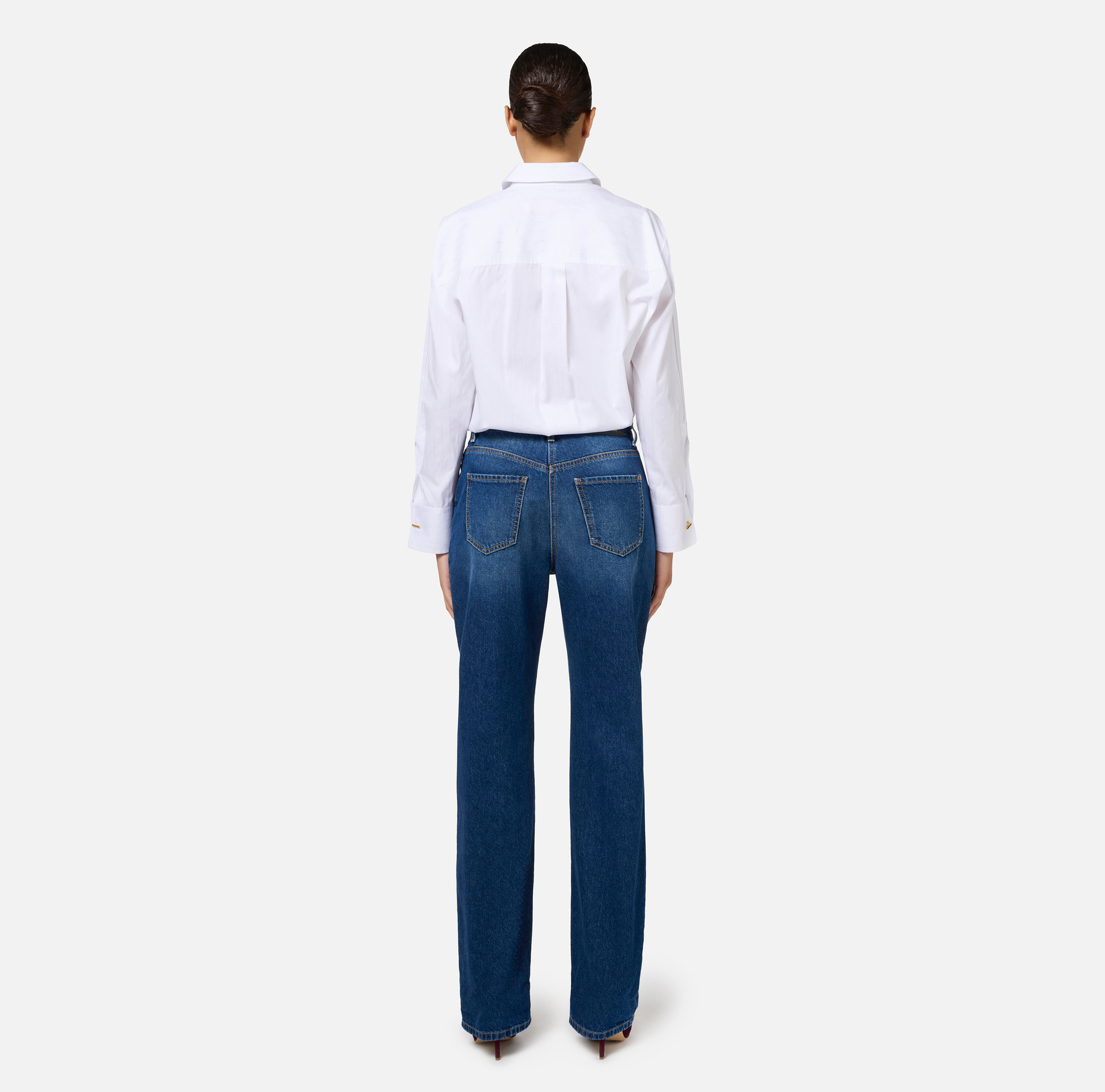 Striped jacquard poplin shirt with cufflinks | Elisabetta Franchi® Outlet