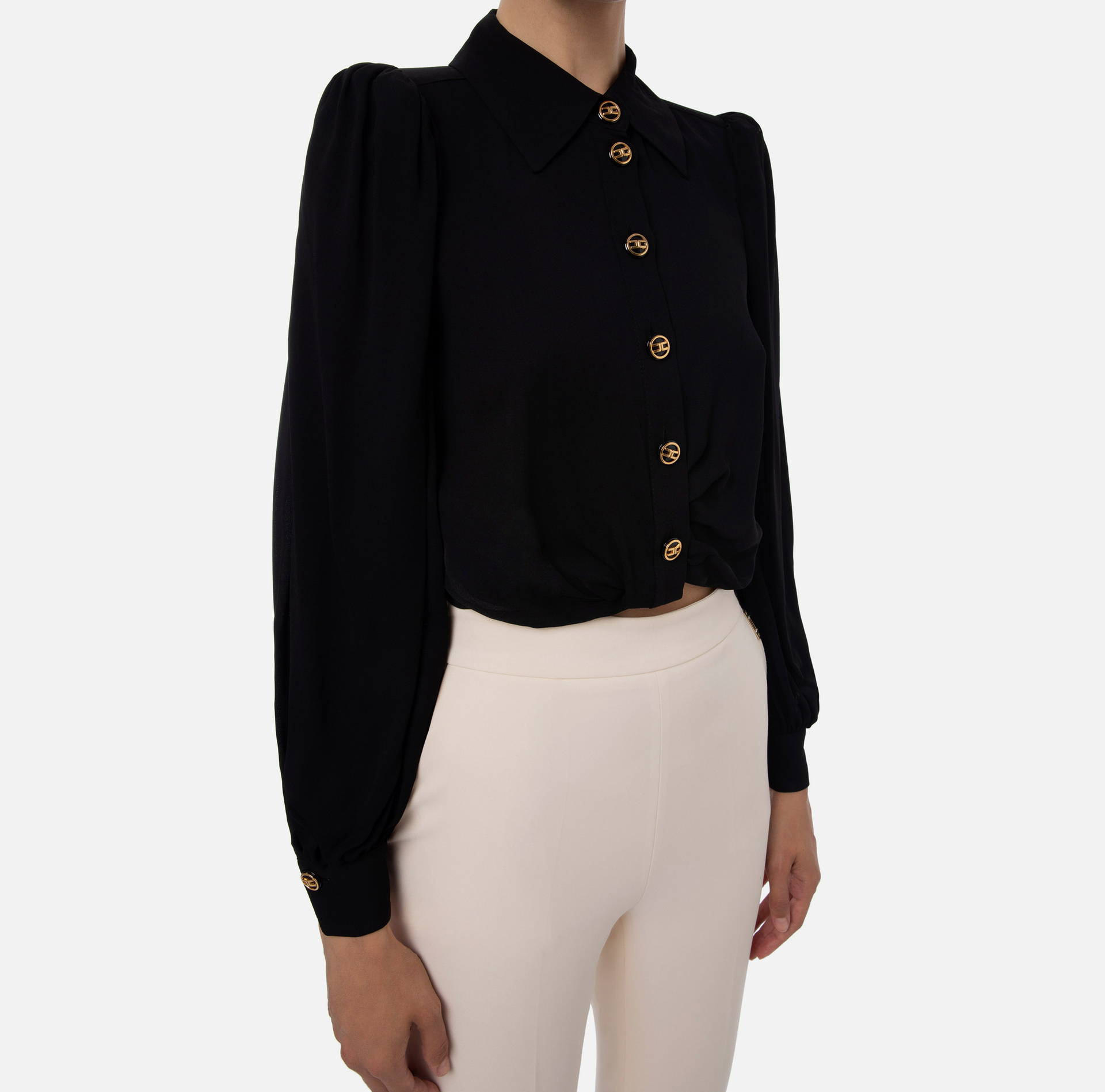 Short blouse with knot pattern - Elisabetta Franchi® Outlet