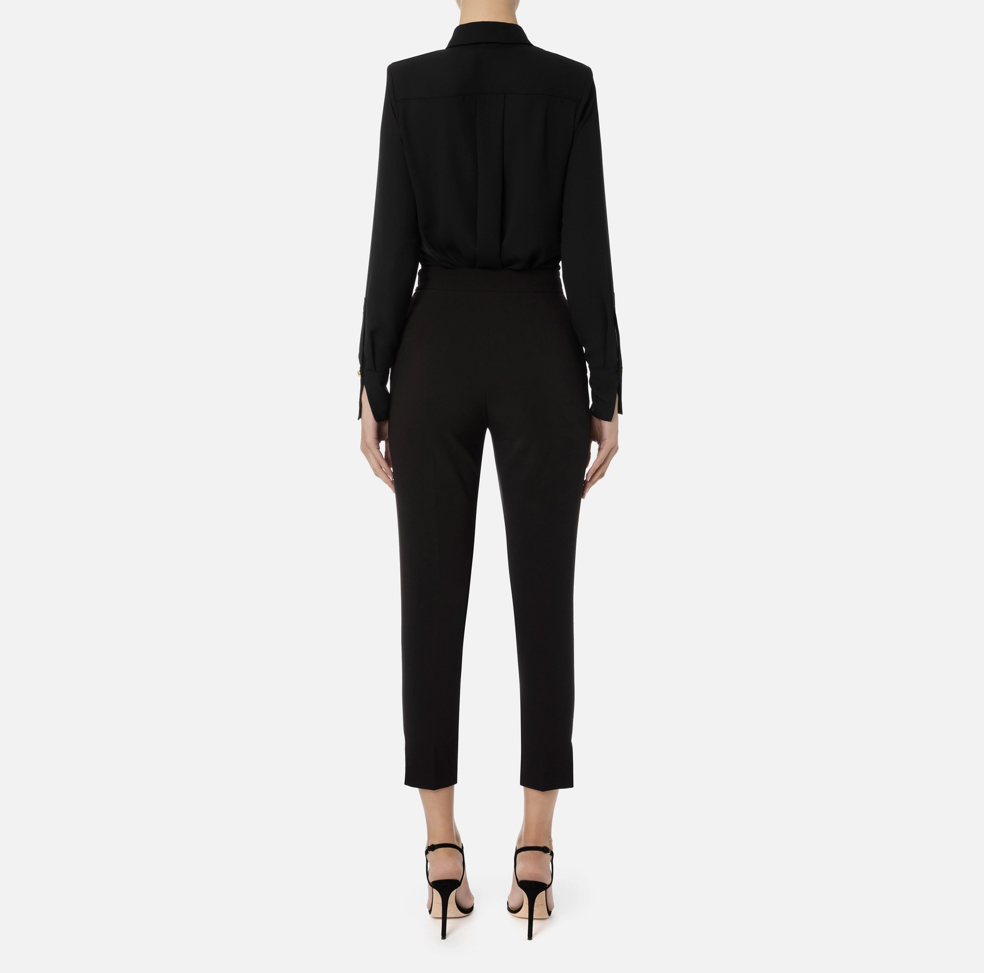 Shirt with Elisabetta Franchi logoed collar - Elisabetta Franchi® Outlet