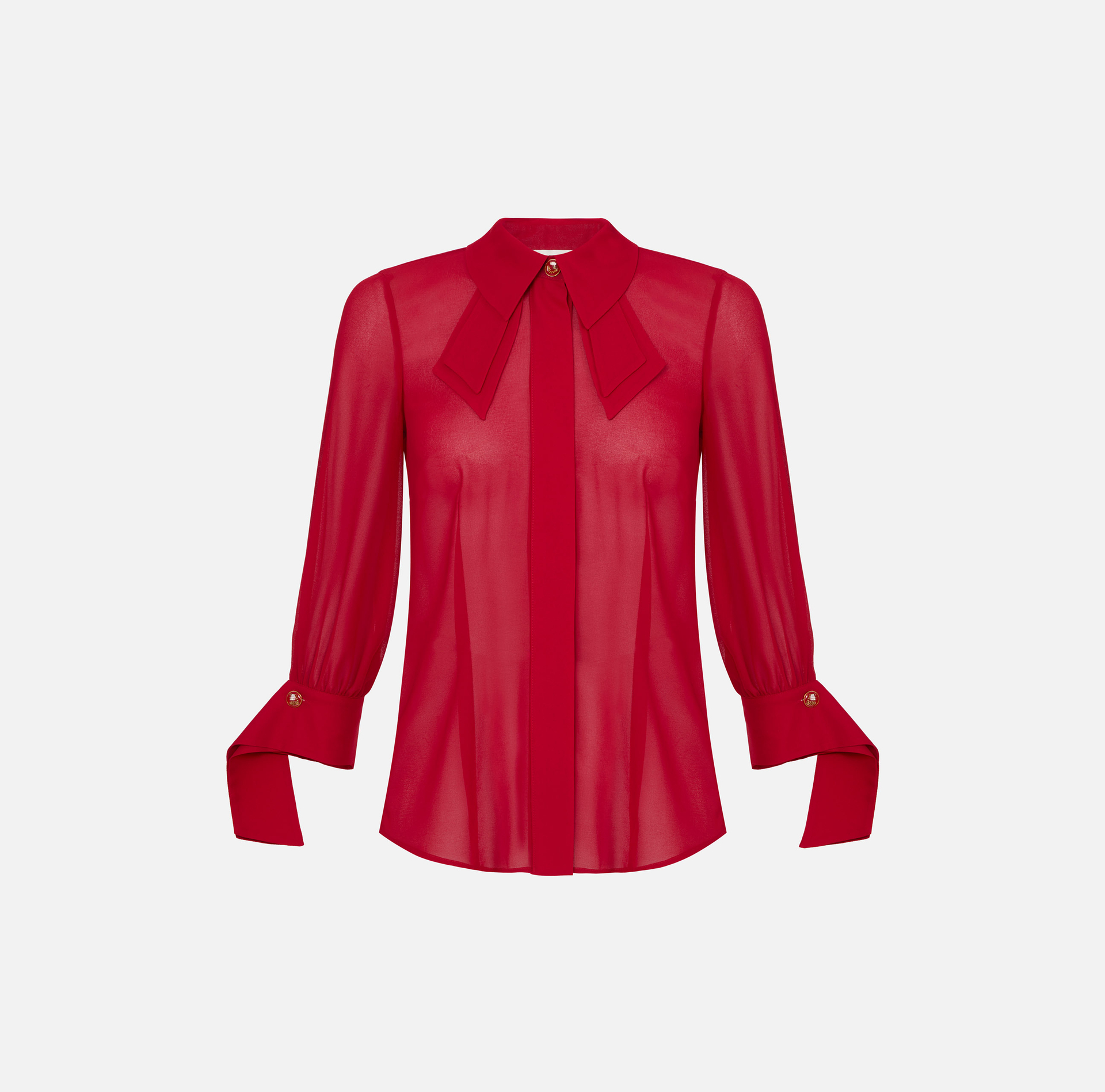 Shirt with ruffle tie - Elisabetta Franchi® Outlet