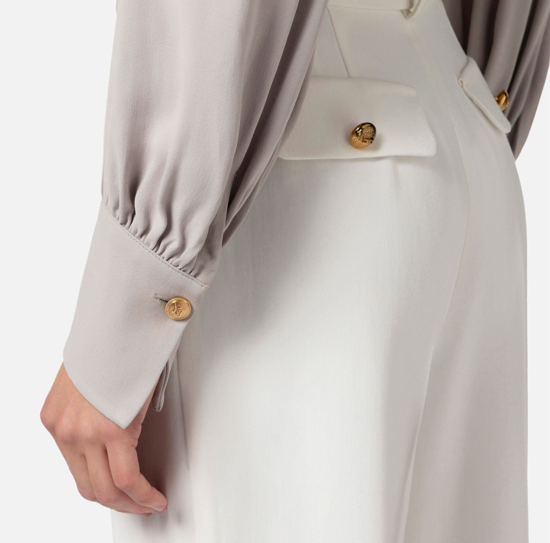 Cropped blouse in viscose georgette fabric - Elisabetta Franchi® Outlet