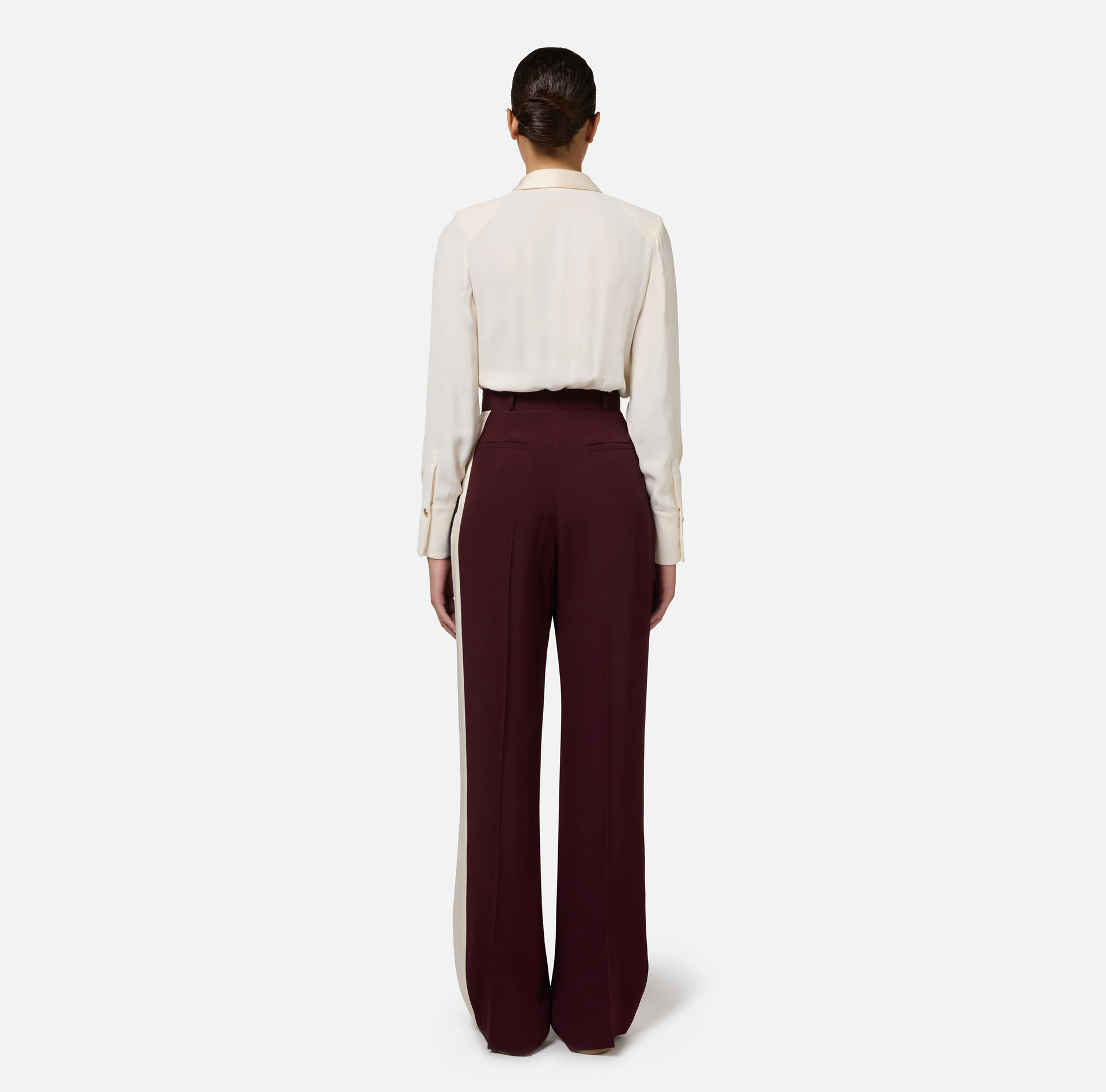 Chemise body en georgette et satin avec zips | Elisabetta Franchi® Outlet