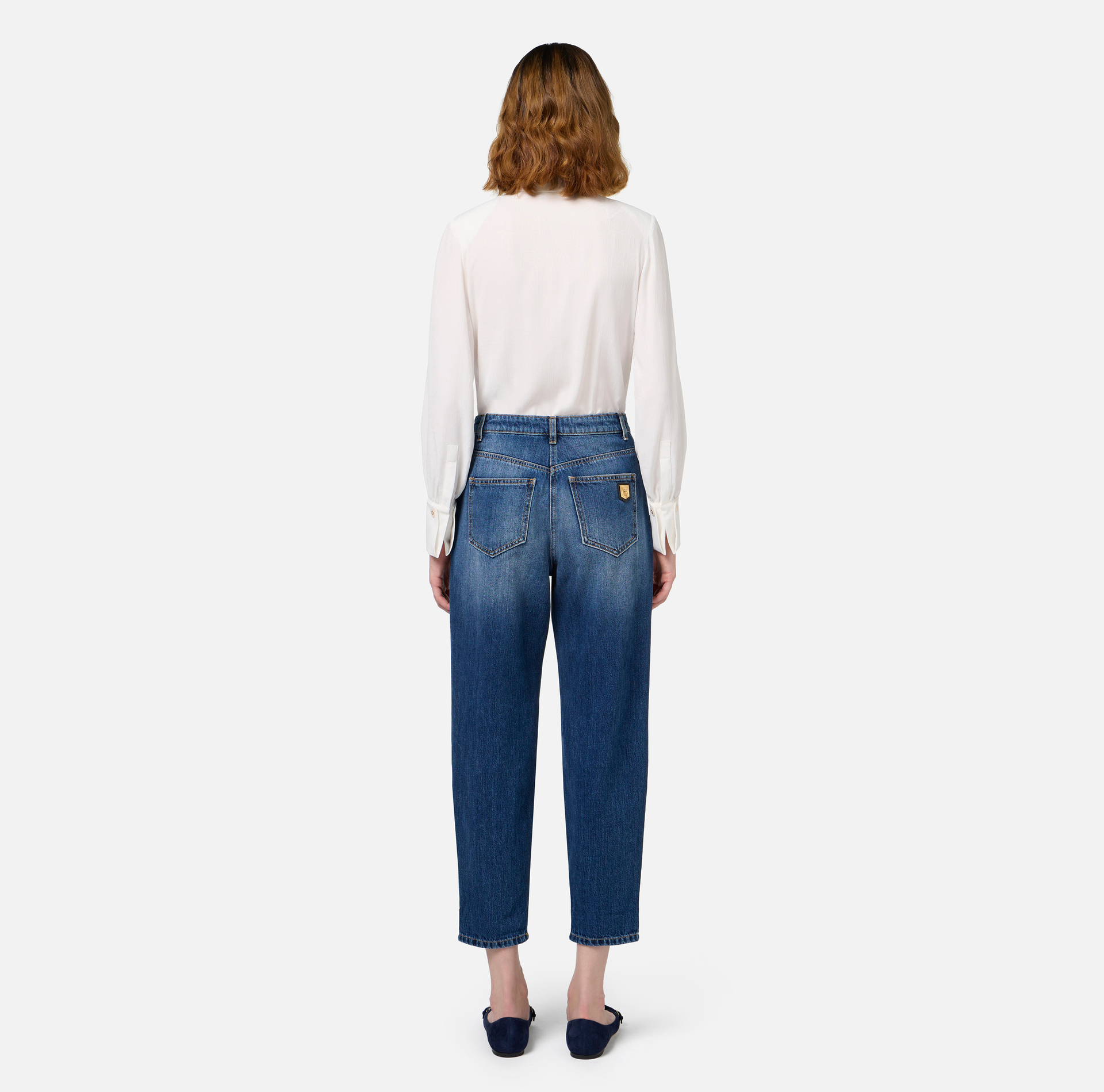 Camisa body de georgette jacquard con letras | Elisabetta Franchi® Outlet