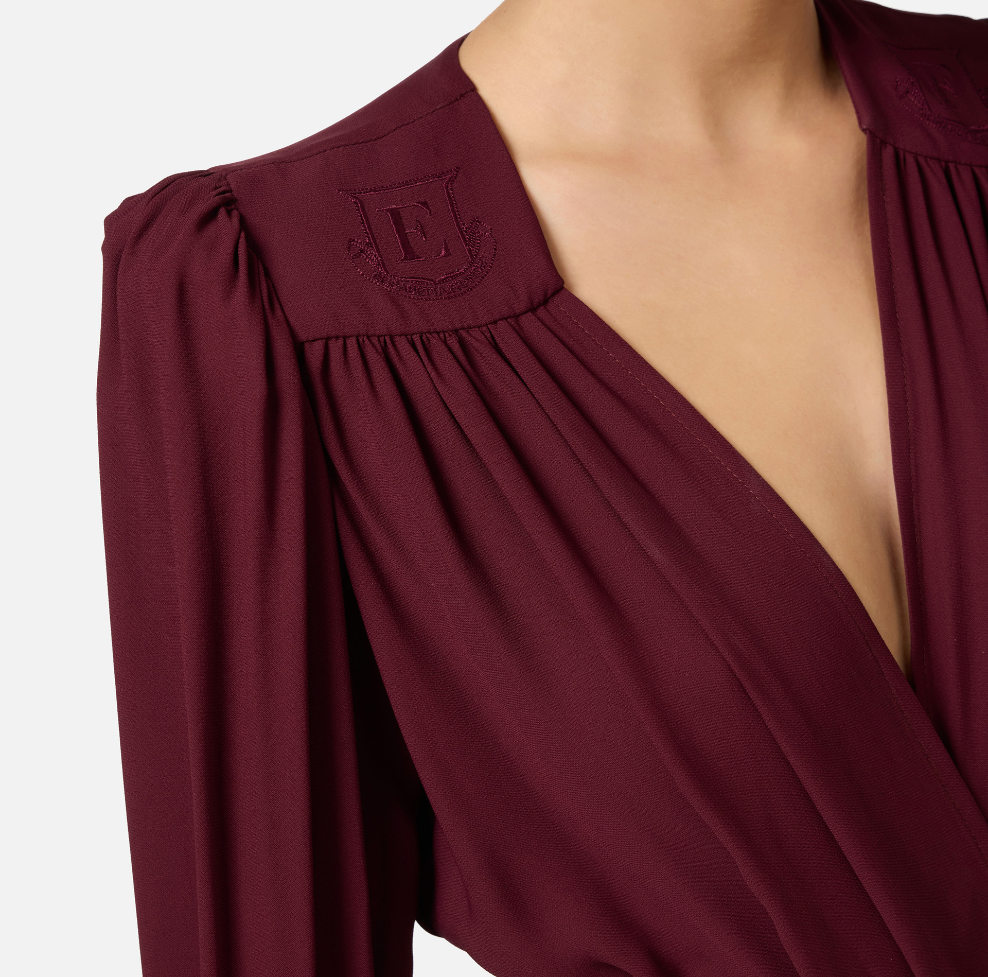 Chemise body en georgette avec broderie sur les épaules | Elisabetta Franchi® Outlet