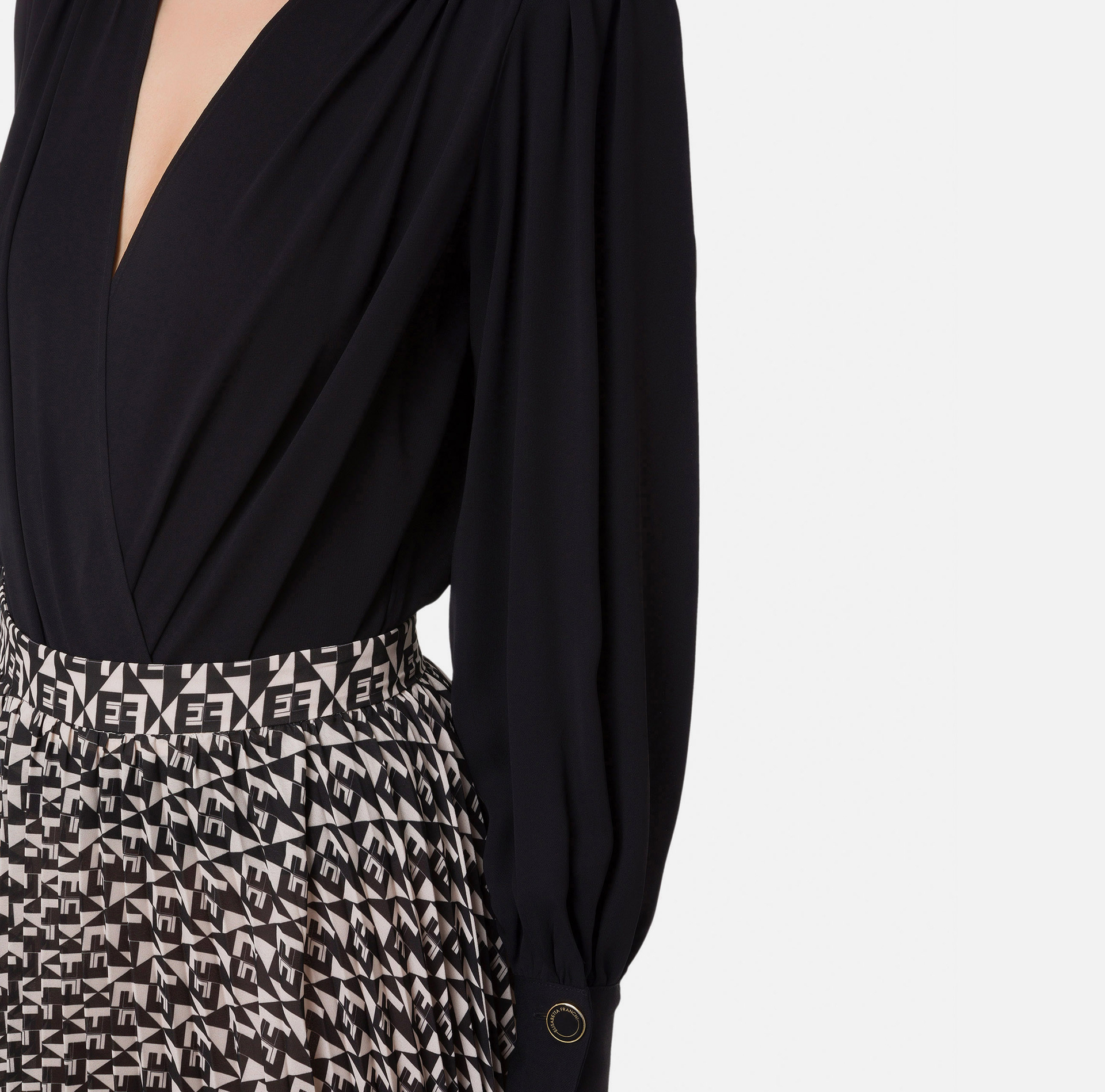 Chemise body en georgette drapée - Elisabetta Franchi® Outlet