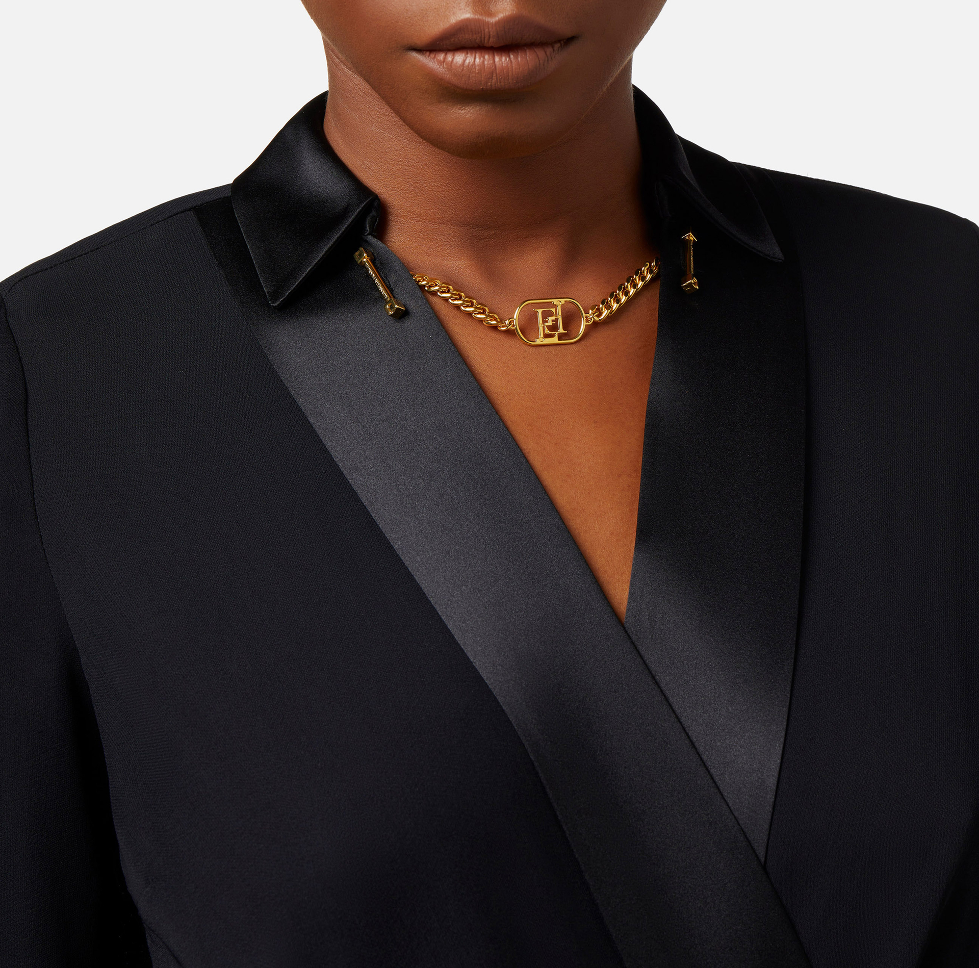 Camicia body incrociata in georgette di viscosa - Elisabetta Franchi® Outlet