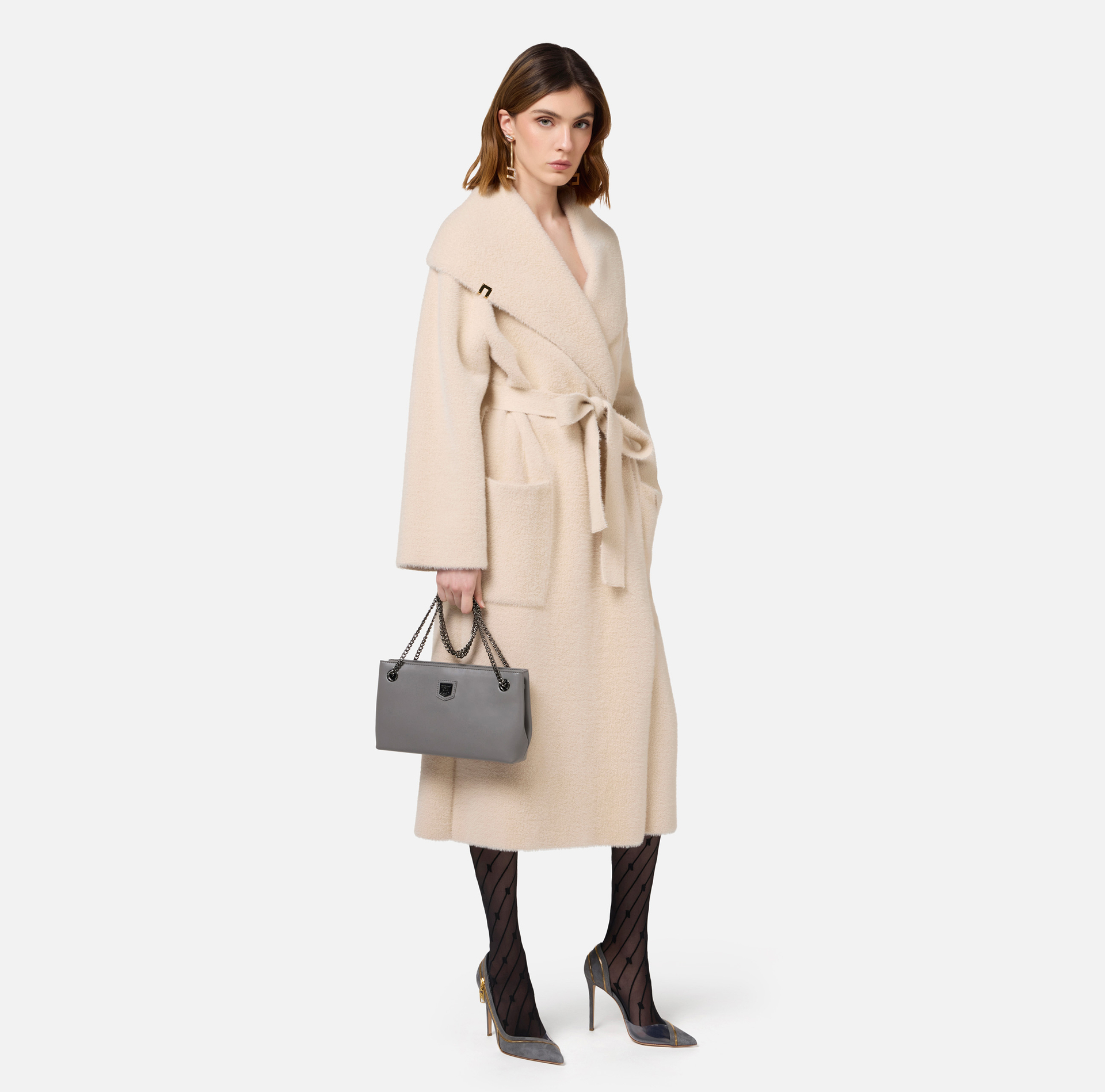 Knit wrap coat | Elisabetta Franchi® Outlet