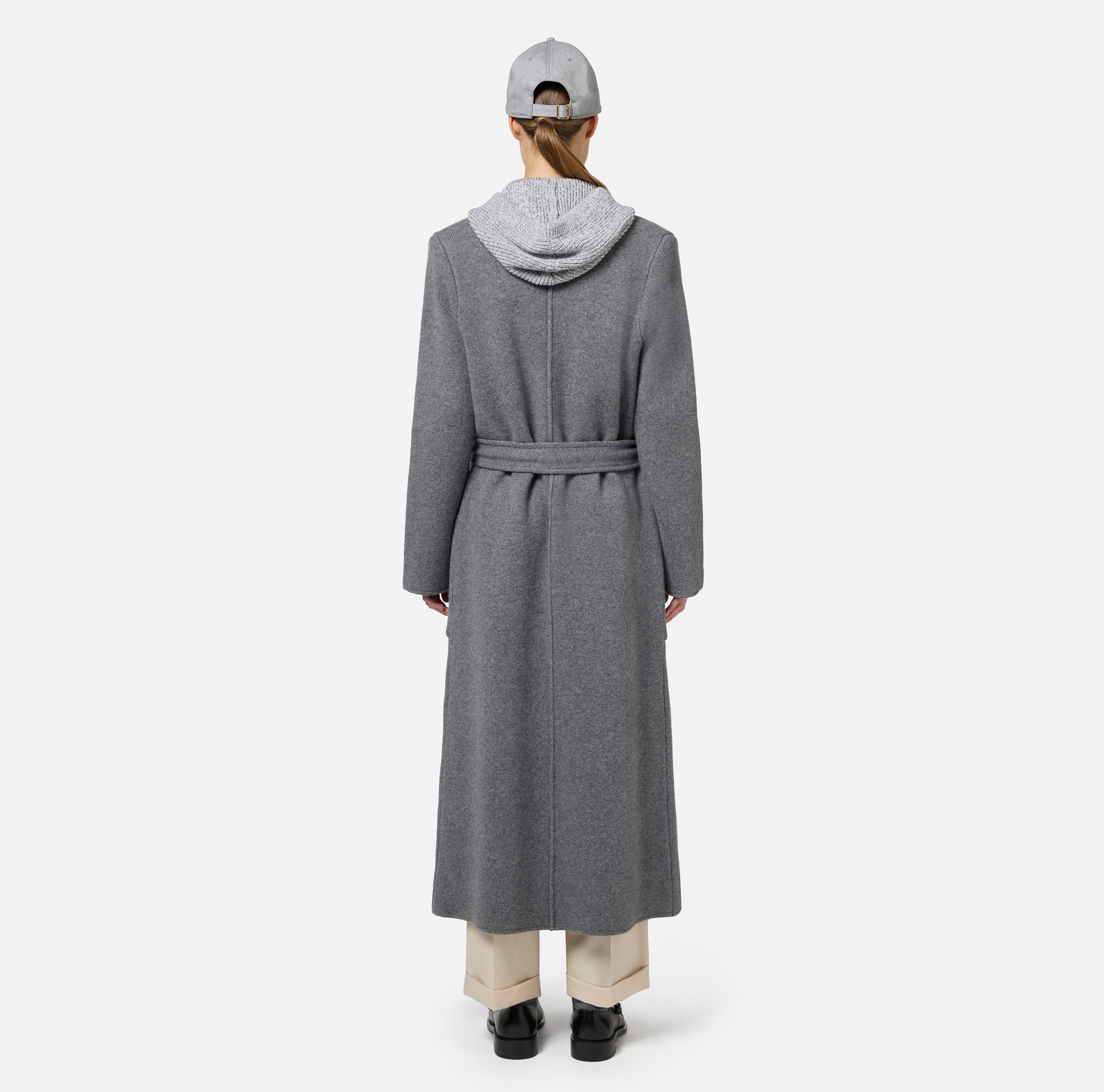 Knit wrap coat with emblem | Elisabetta Franchi® Outlet