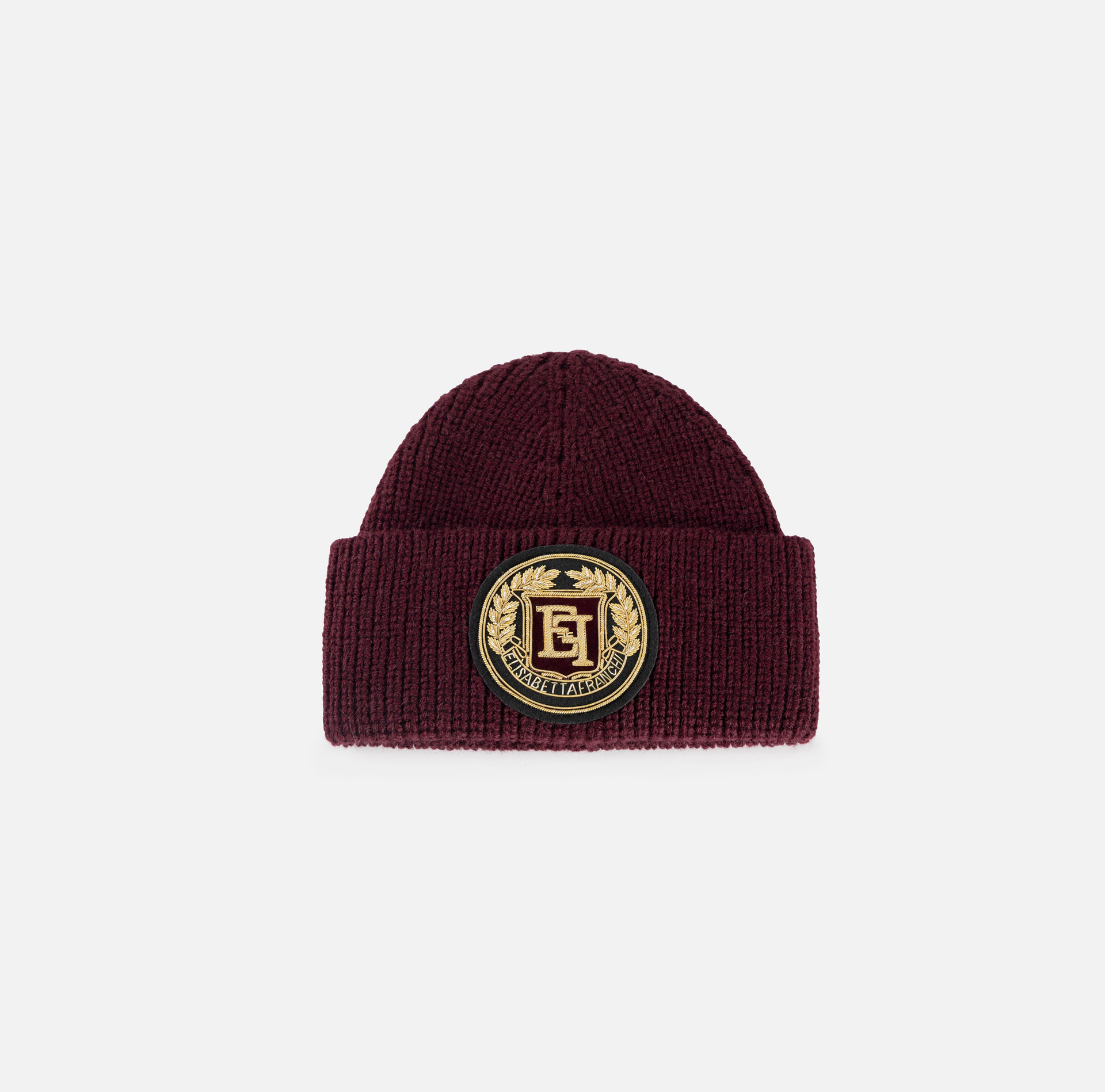 Beanie in lana con patch logo | Elisabetta Franchi® Outlet