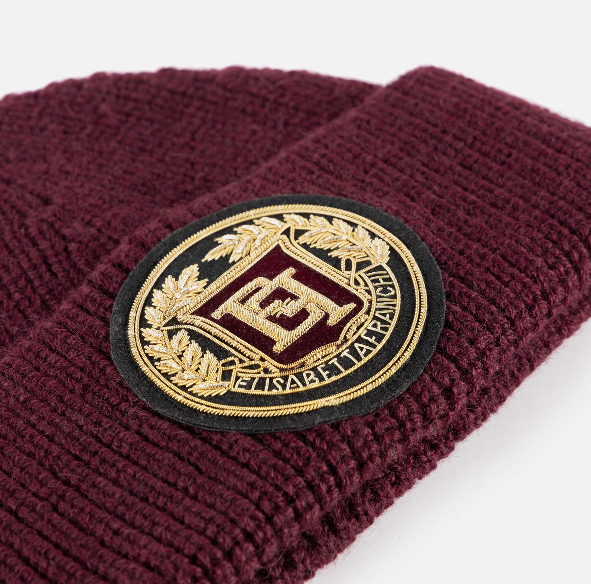Beanie aus Wolle mit Logo-Patch | Elisabetta Franchi® Outlet